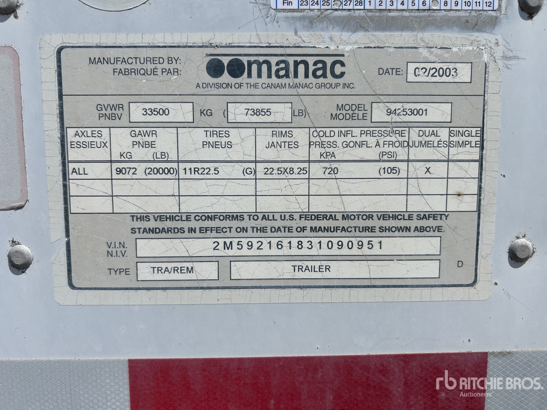 General Appearance with Serial Number / VIN