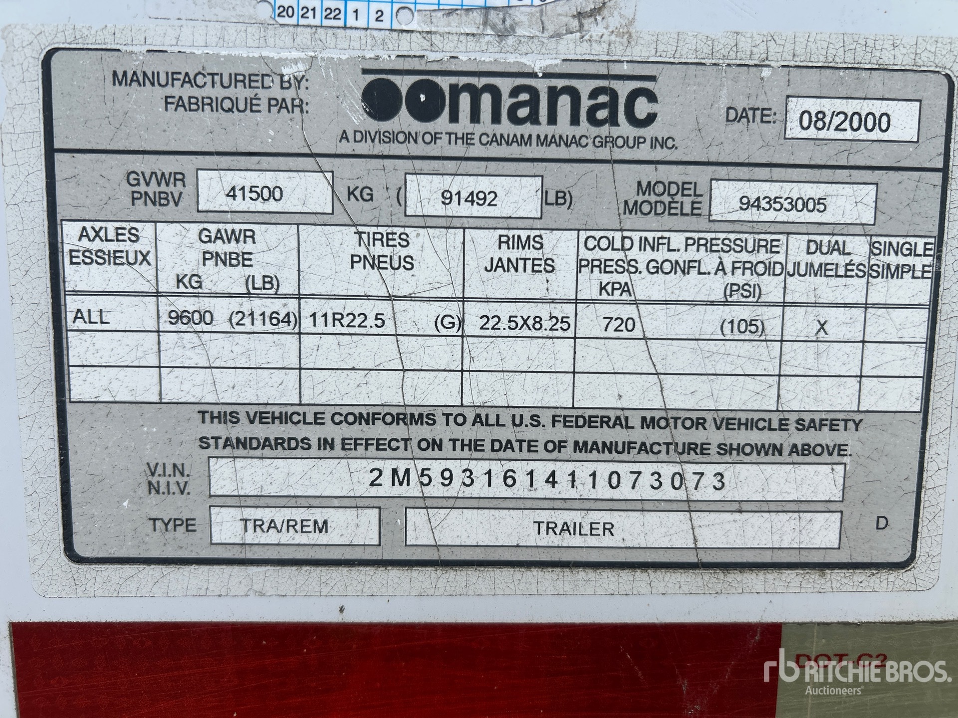 General Appearance with Serial Number / VIN