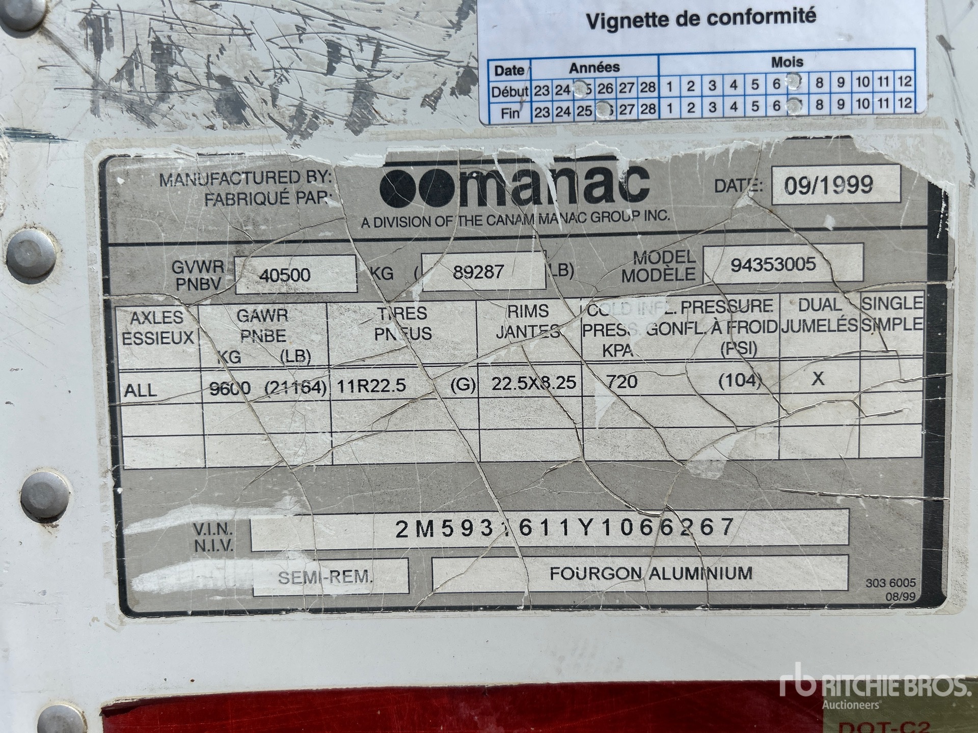 General Appearance with Serial Number / VIN