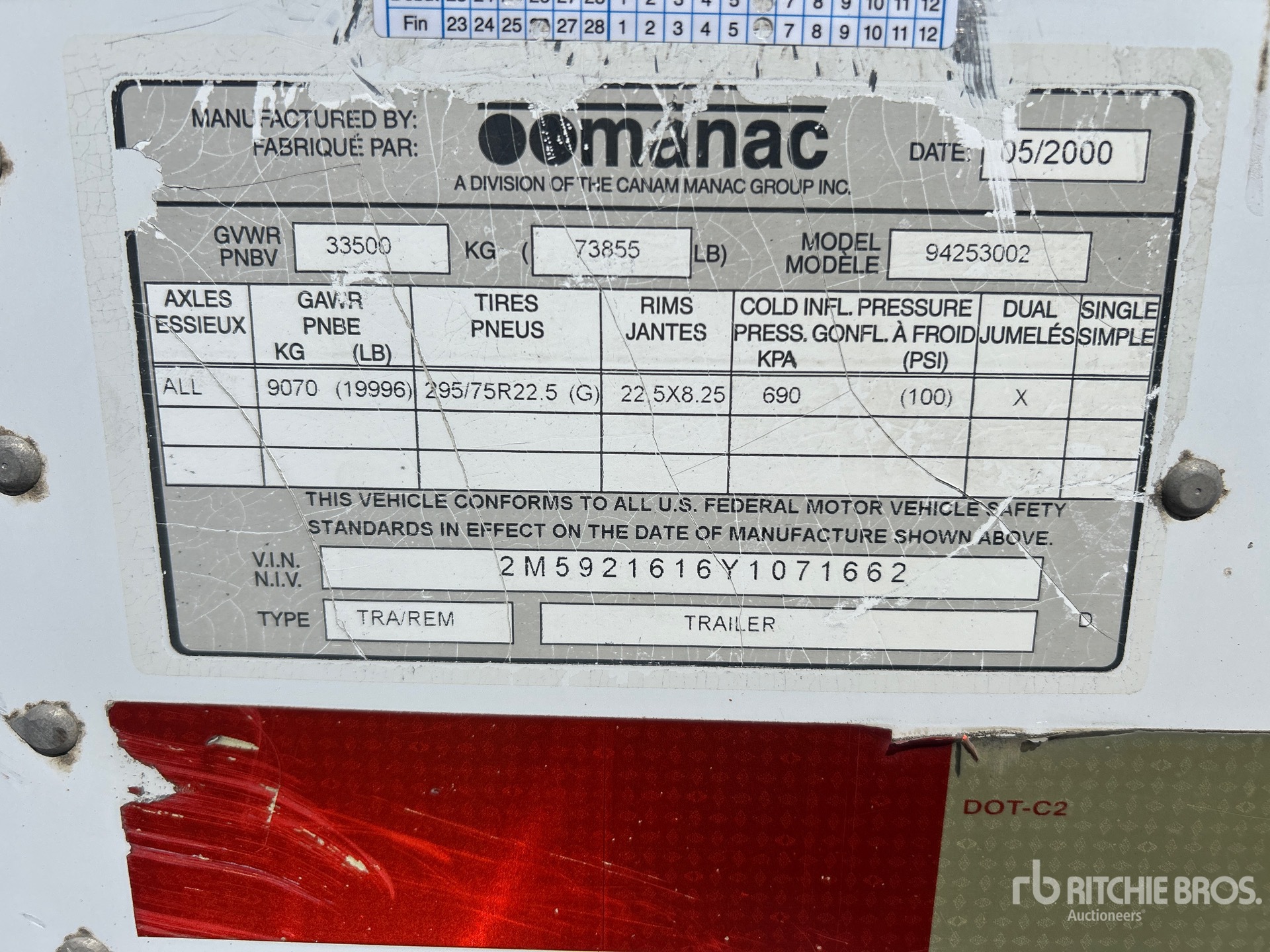 General Appearance with Serial Number / VIN