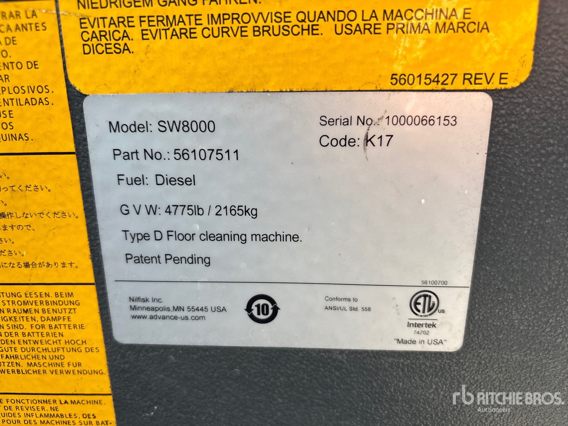 General Appearance with Serial Number / VIN