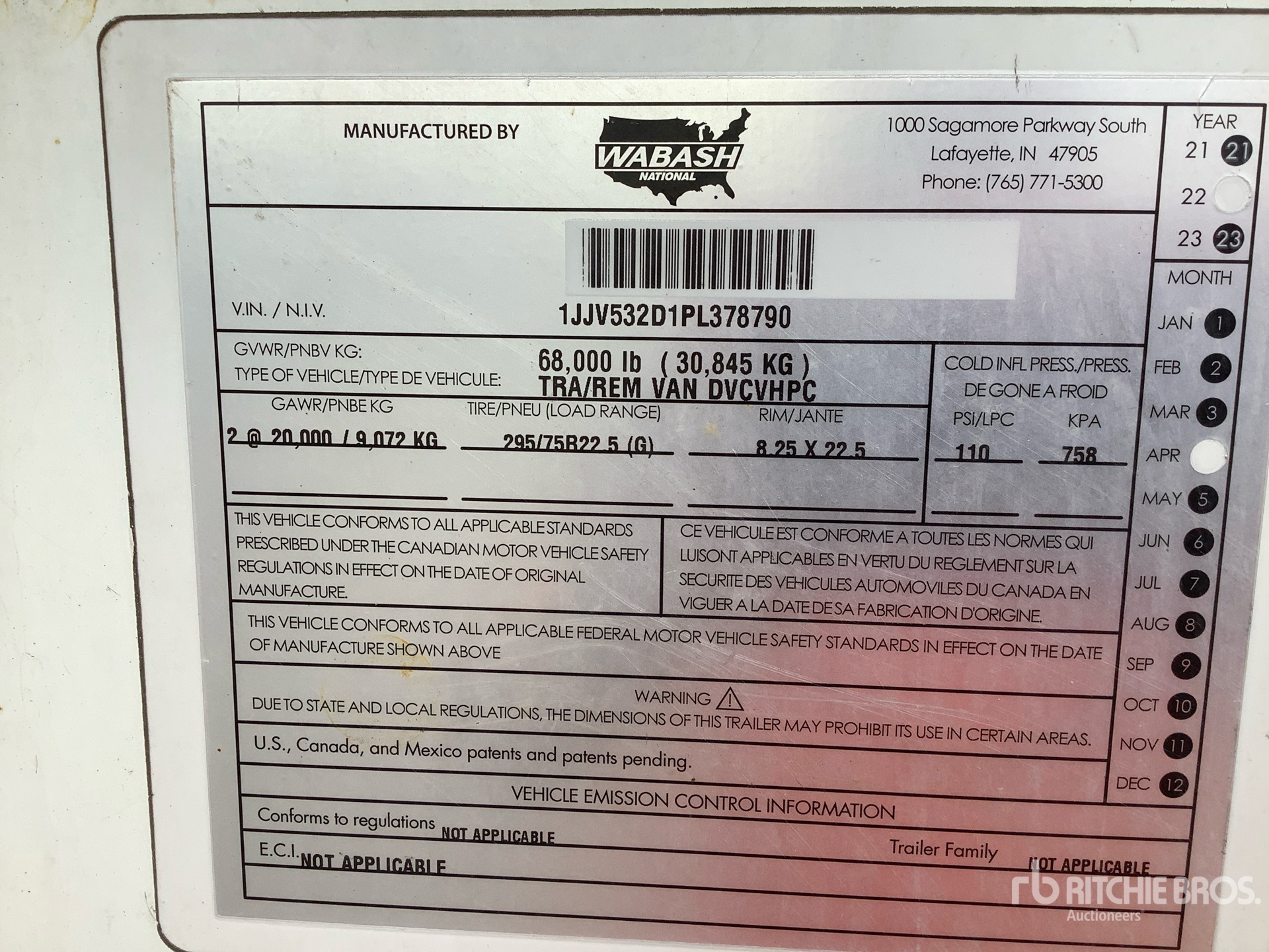 General Appearance with Serial Number / VIN