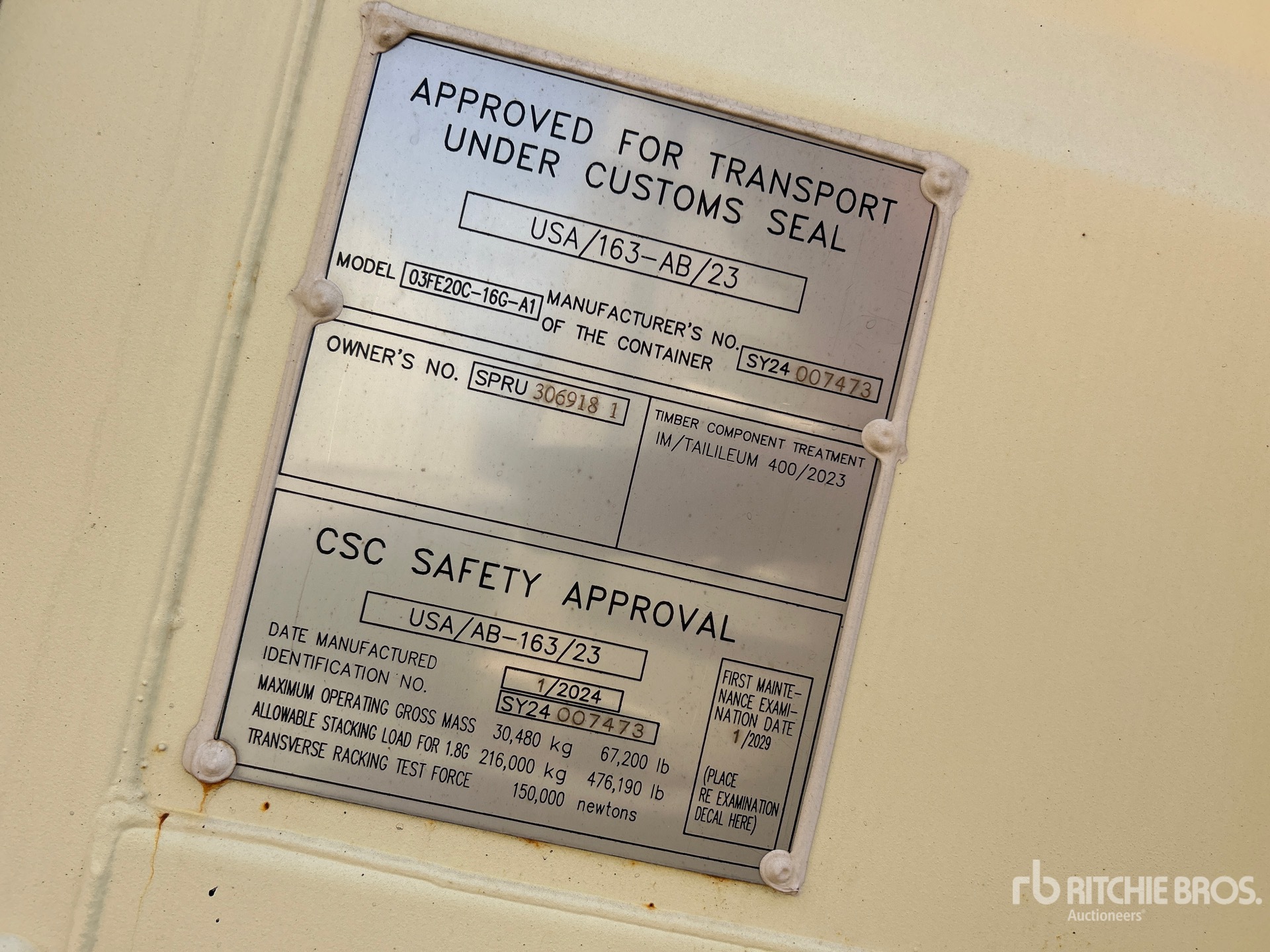 General Appearance with Serial Number / VIN
