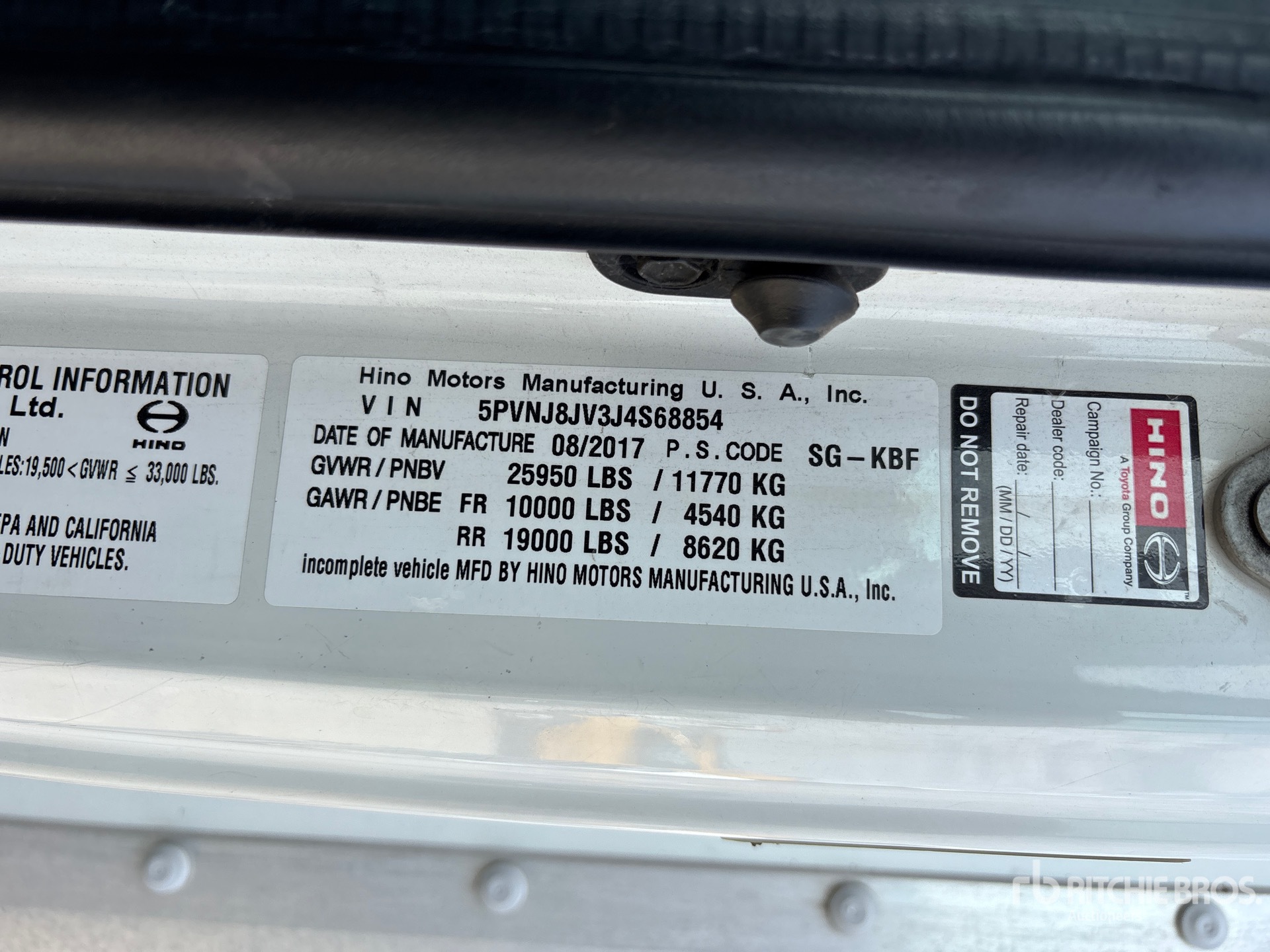 General Appearance with Serial Number / VIN