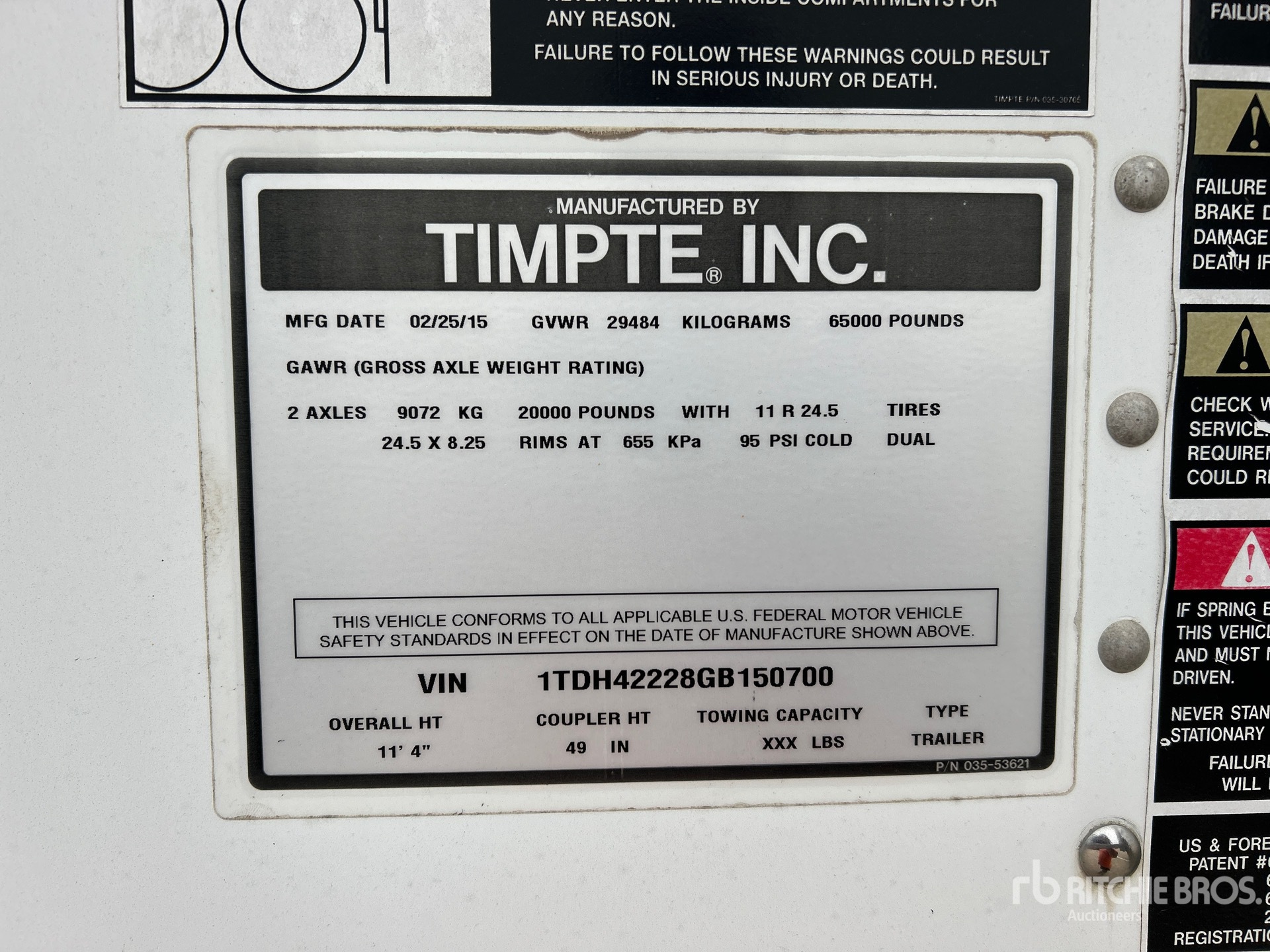 General Appearance with Serial Number / VIN