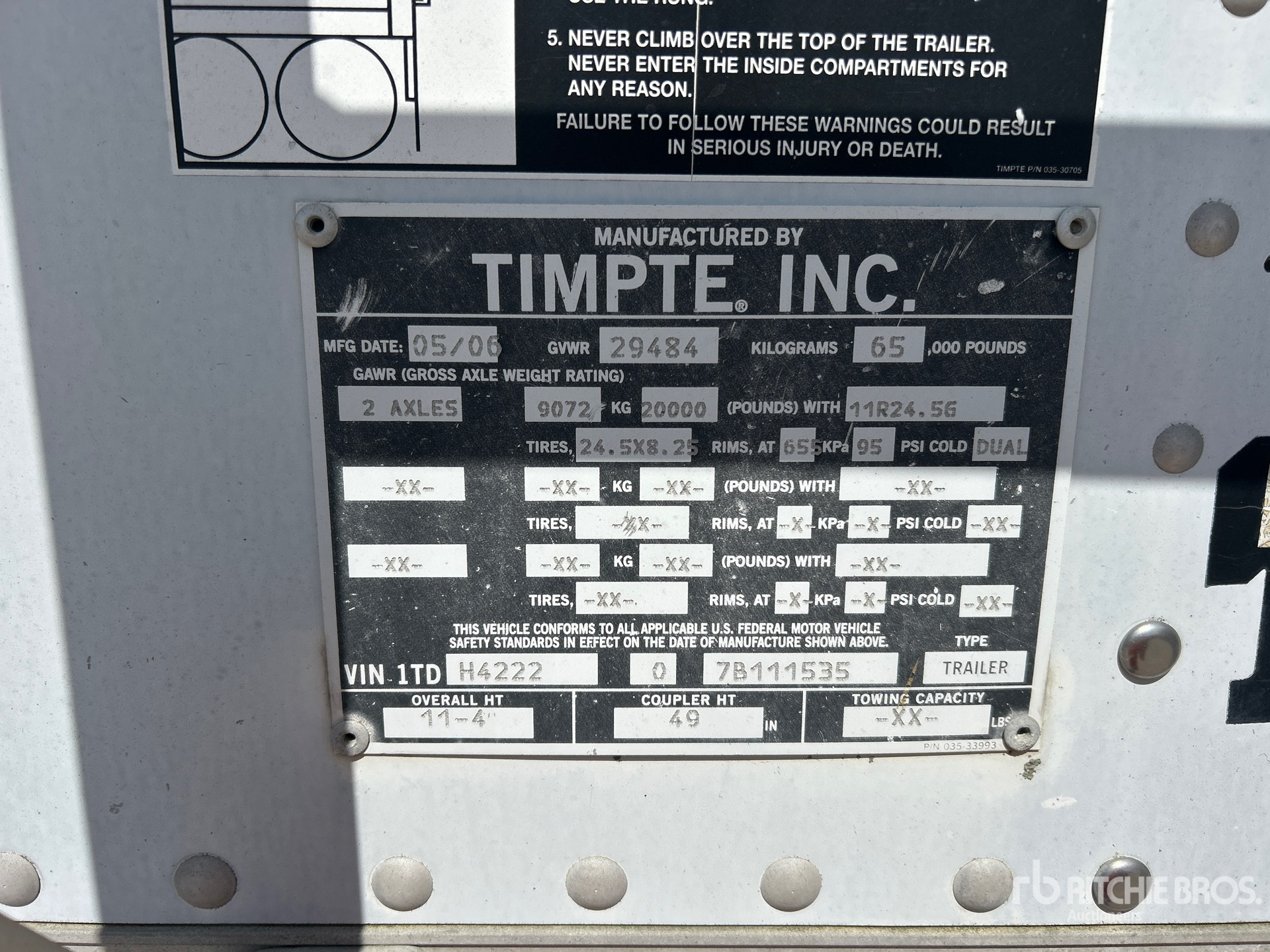 General Appearance with Serial Number / VIN