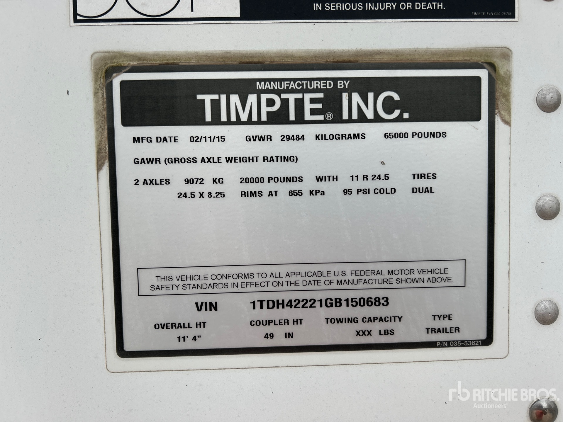 General Appearance with Serial Number / VIN