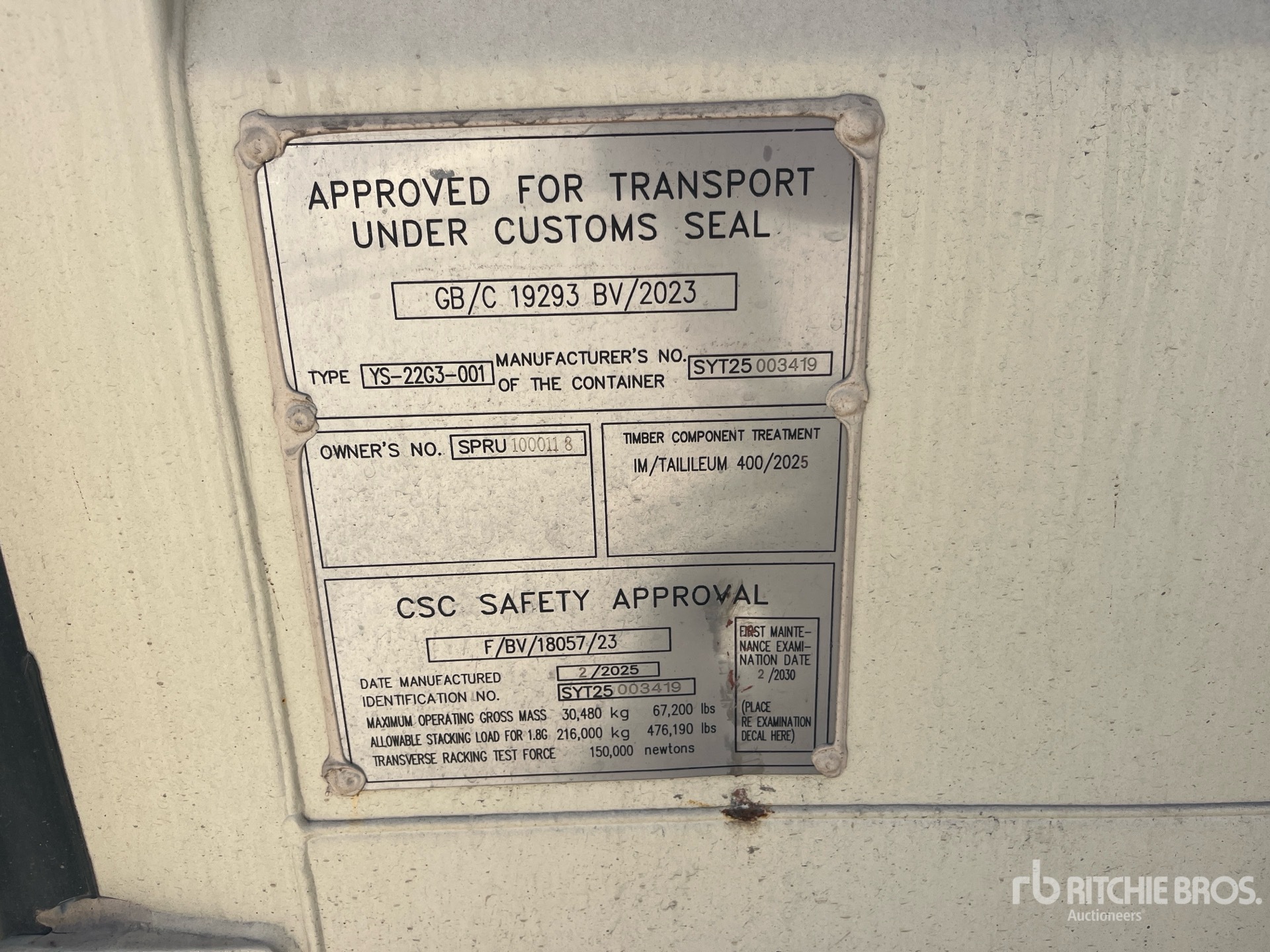 General Appearance with Serial Number / VIN