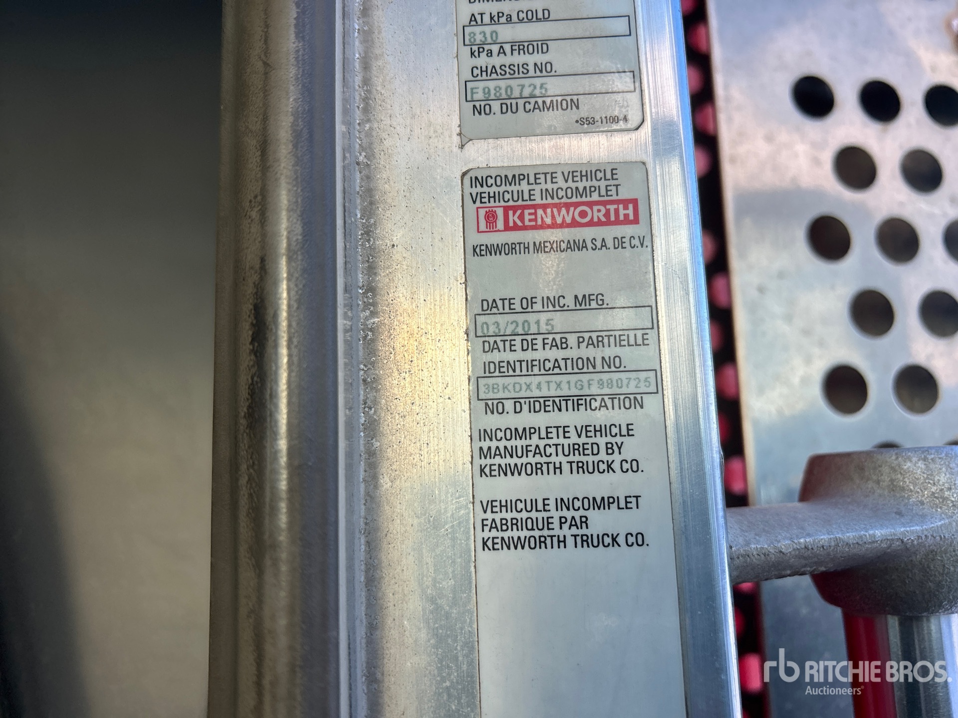 General Appearance with N.º de serie/VIN