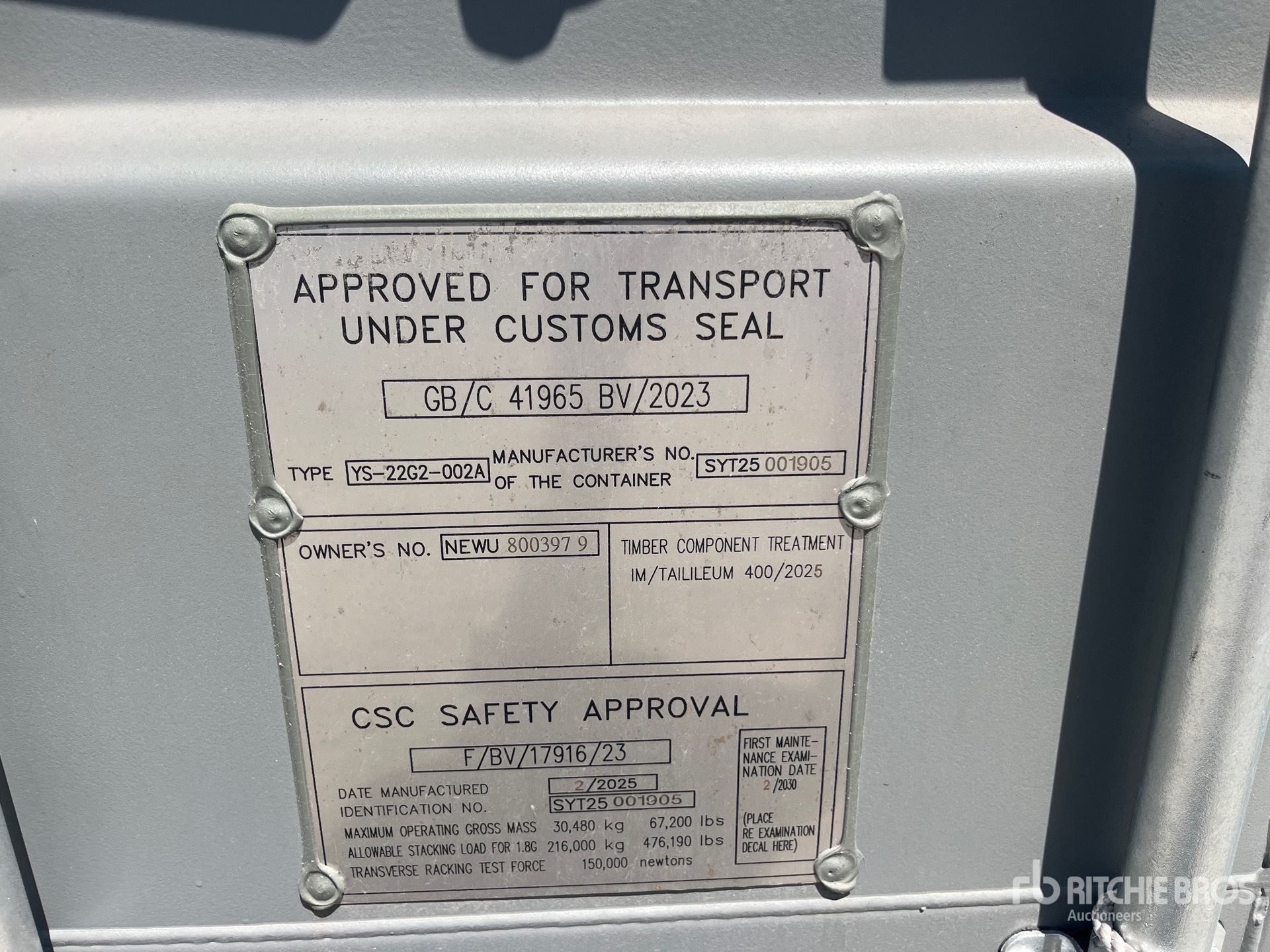 General Appearance with Serial Number / VIN