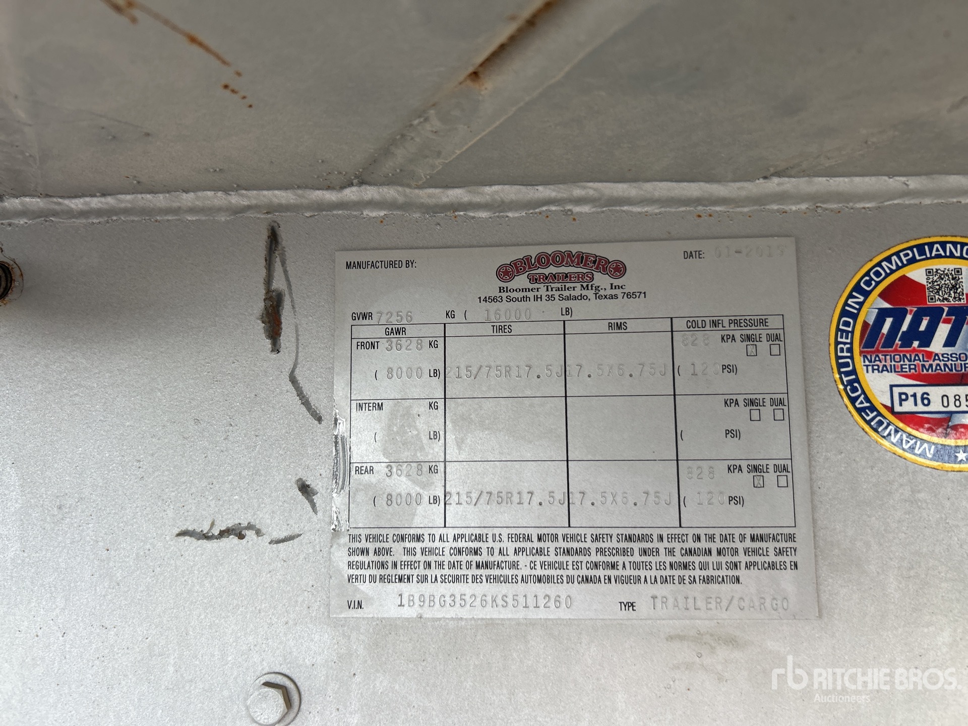General Appearance with Serial Number / VIN