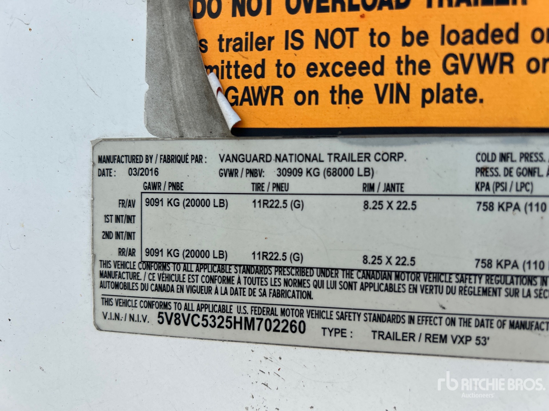 General Appearance with Serial Number / VIN