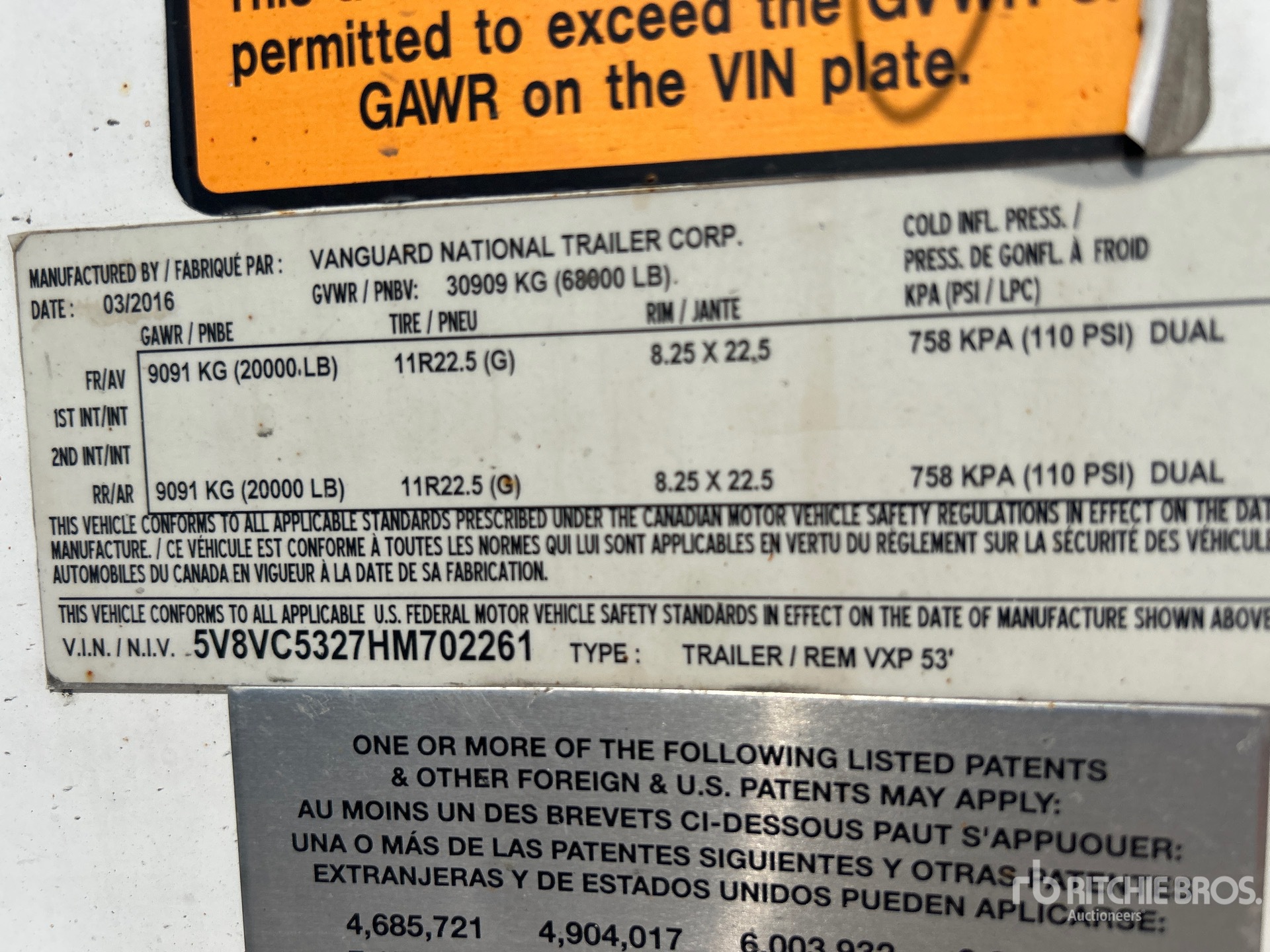 General Appearance with Serial Number / VIN