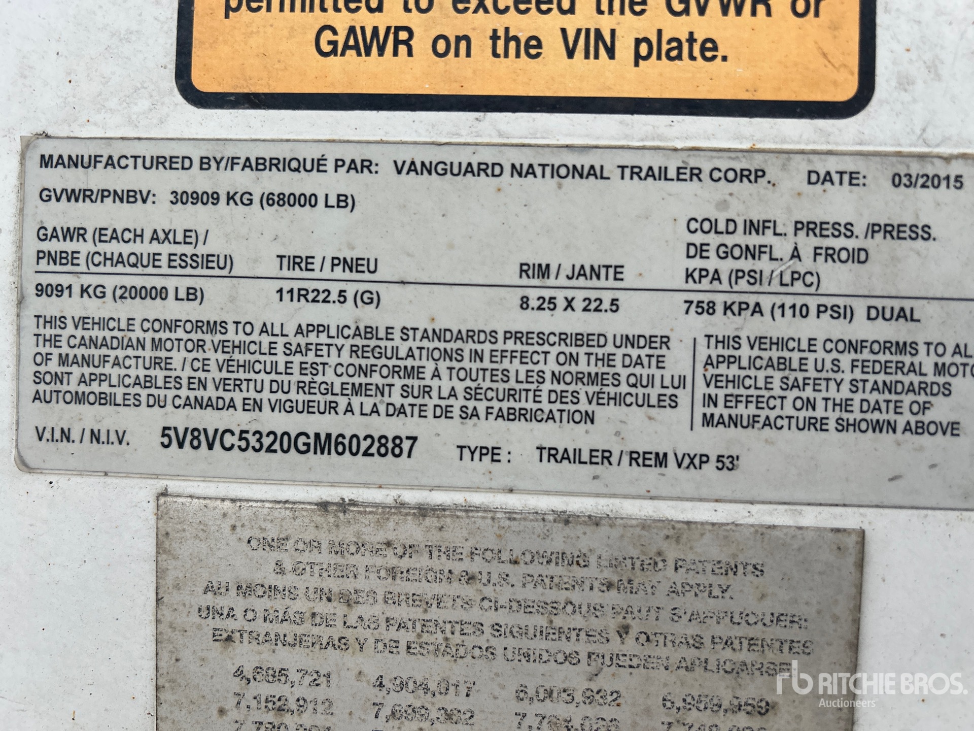General Appearance with Serial Number / VIN