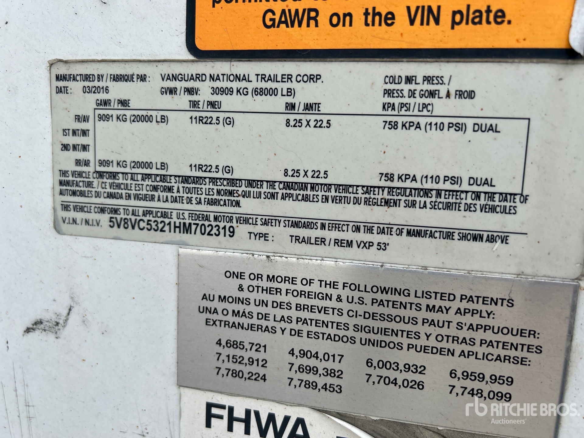 General Appearance with Serial Number / VIN