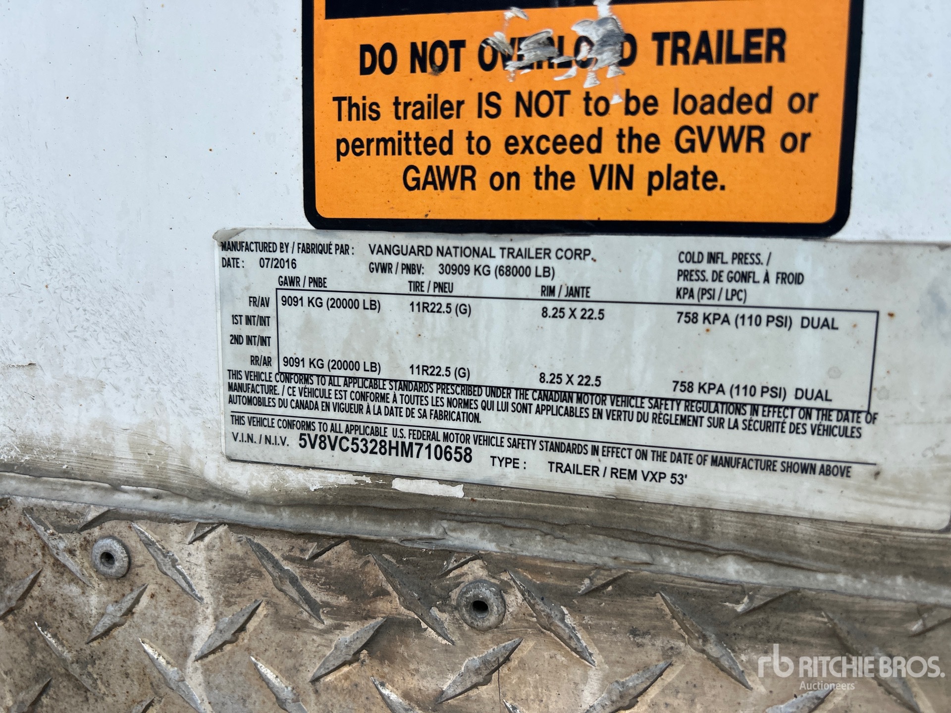 General Appearance with Serial Number / VIN
