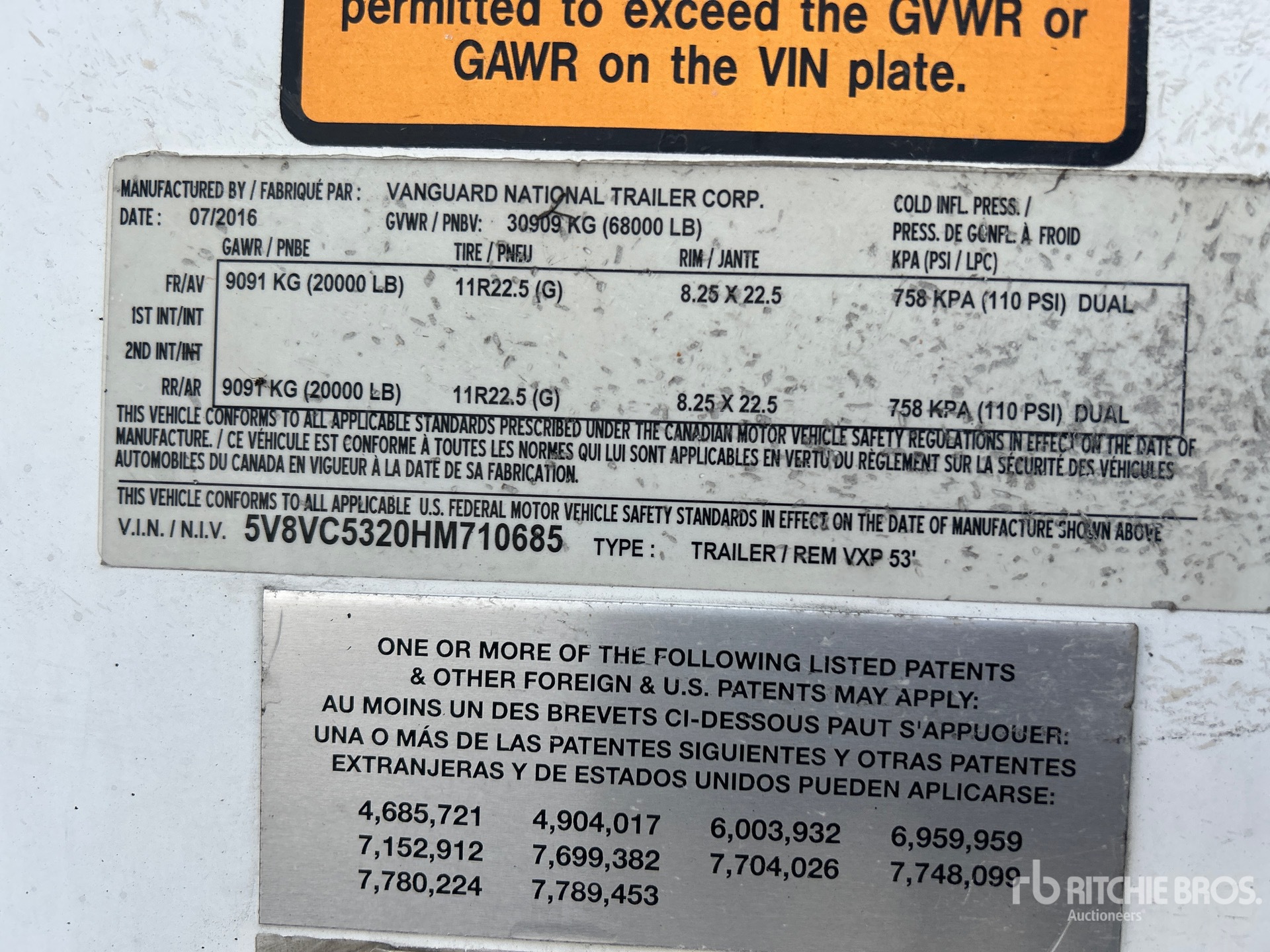 General Appearance with Serial Number / VIN