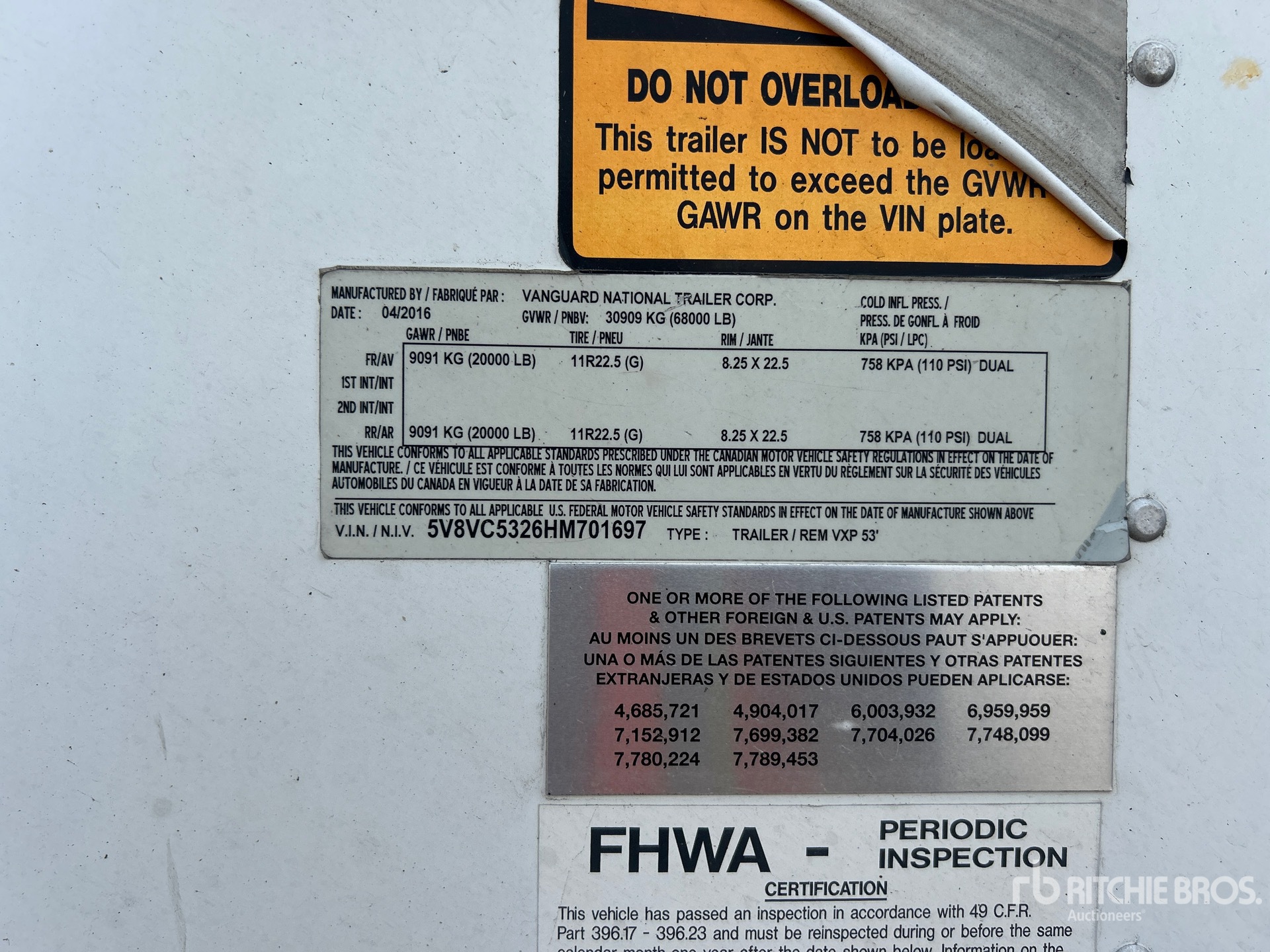 General Appearance with Serial Number / VIN
