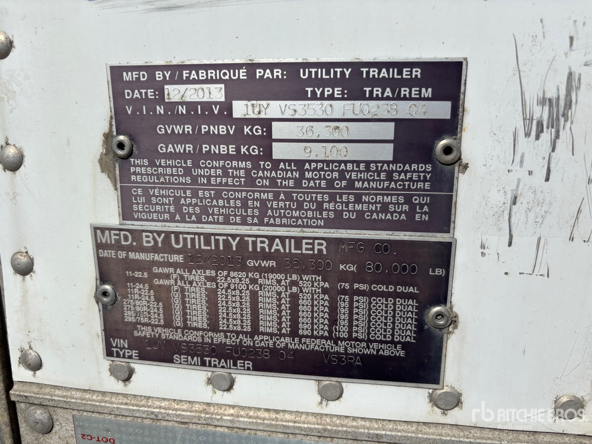General Appearance with Serial Number / VIN