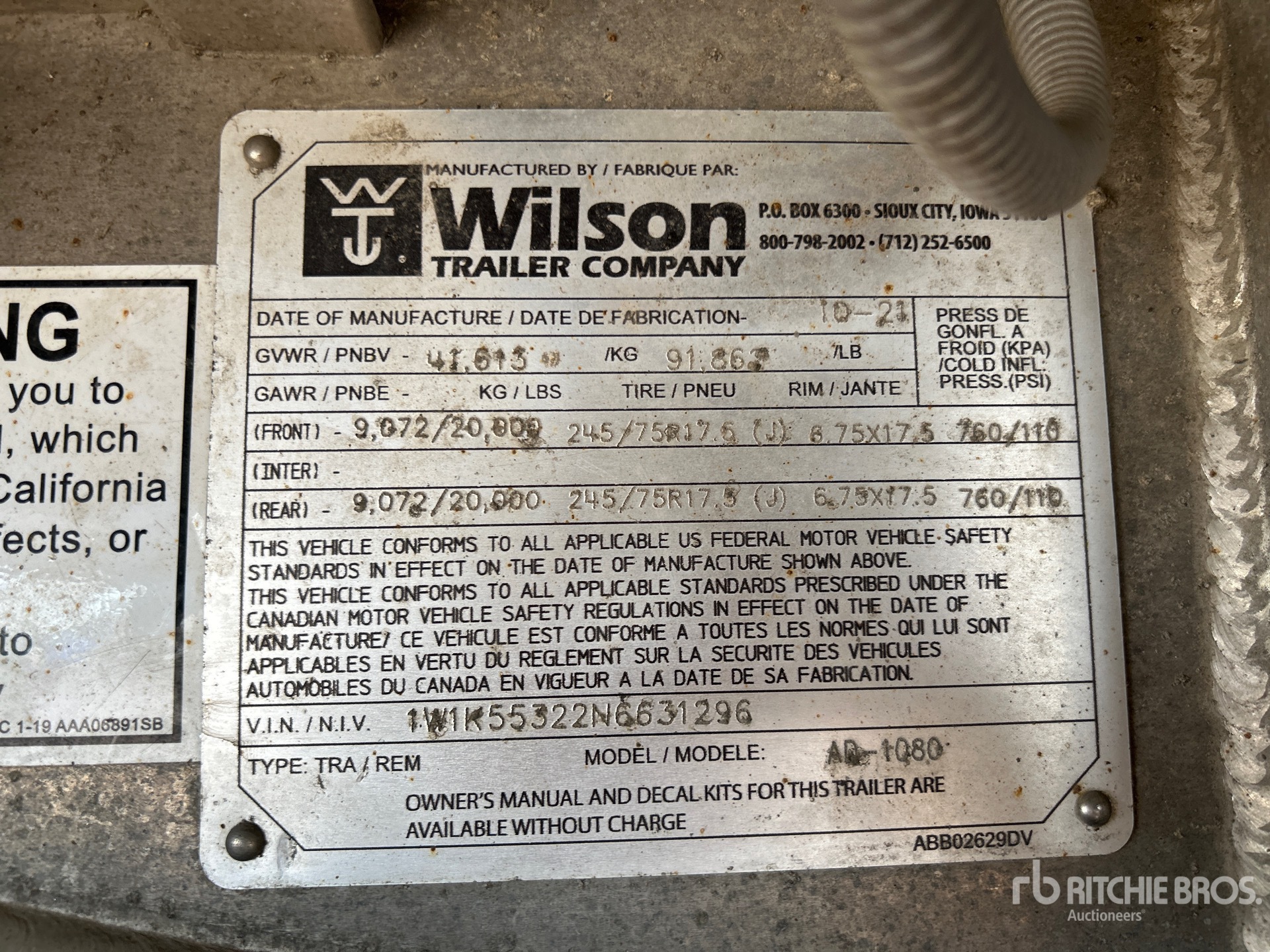 General Appearance with Serial Number / VIN