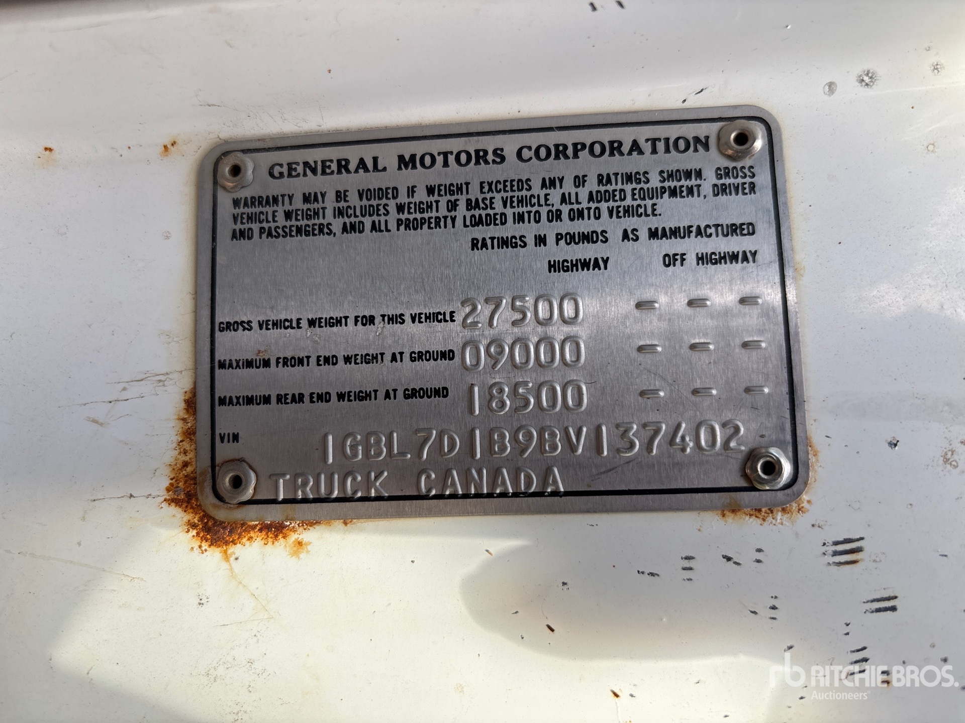 General Appearance with Serial Number / VIN