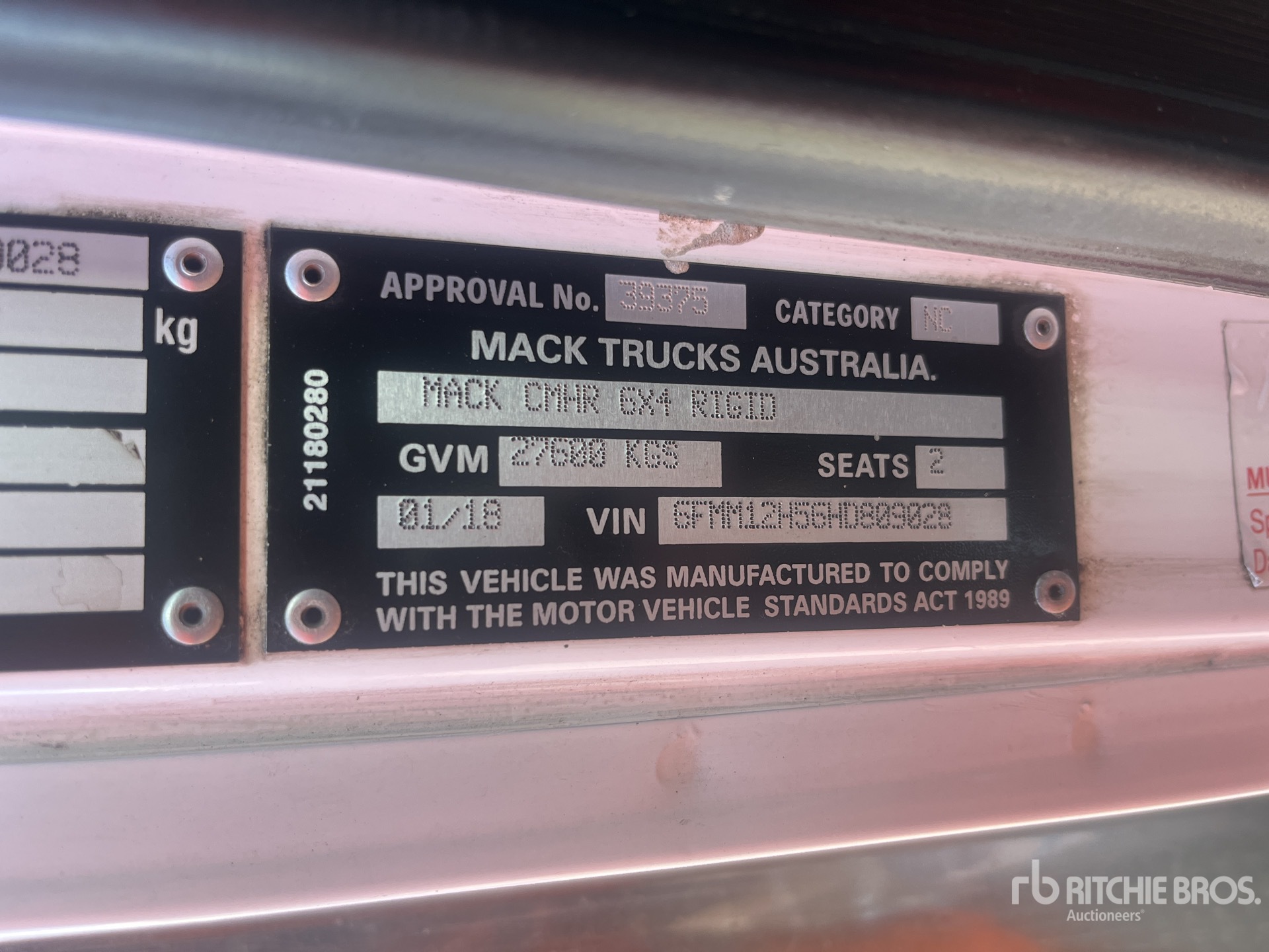 General Appearance with Serial Number / VIN