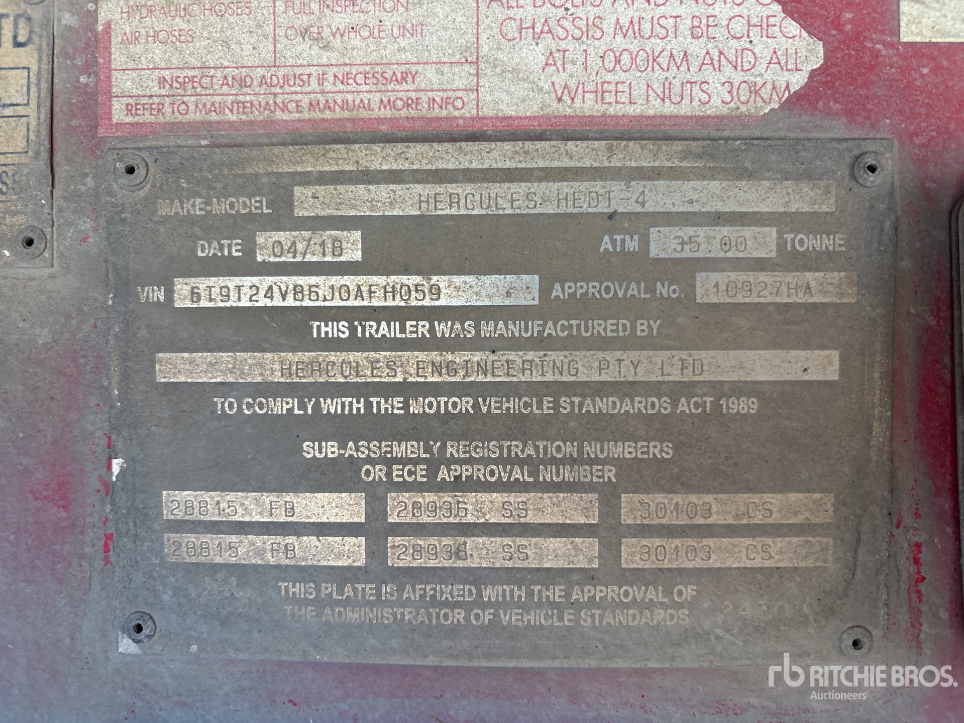 General Appearance with Serial Number / VIN