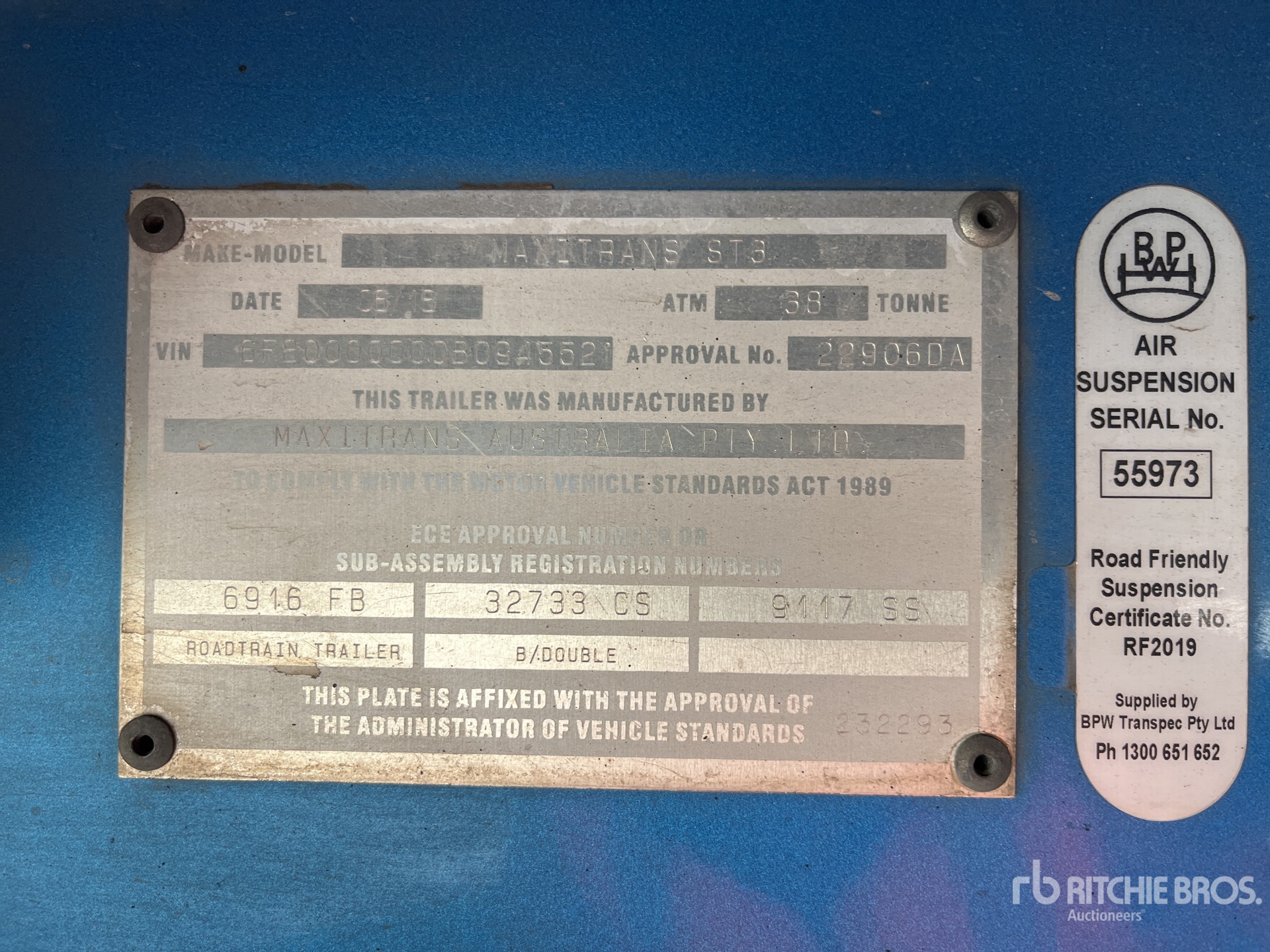 General Appearance with Serial Number / VIN