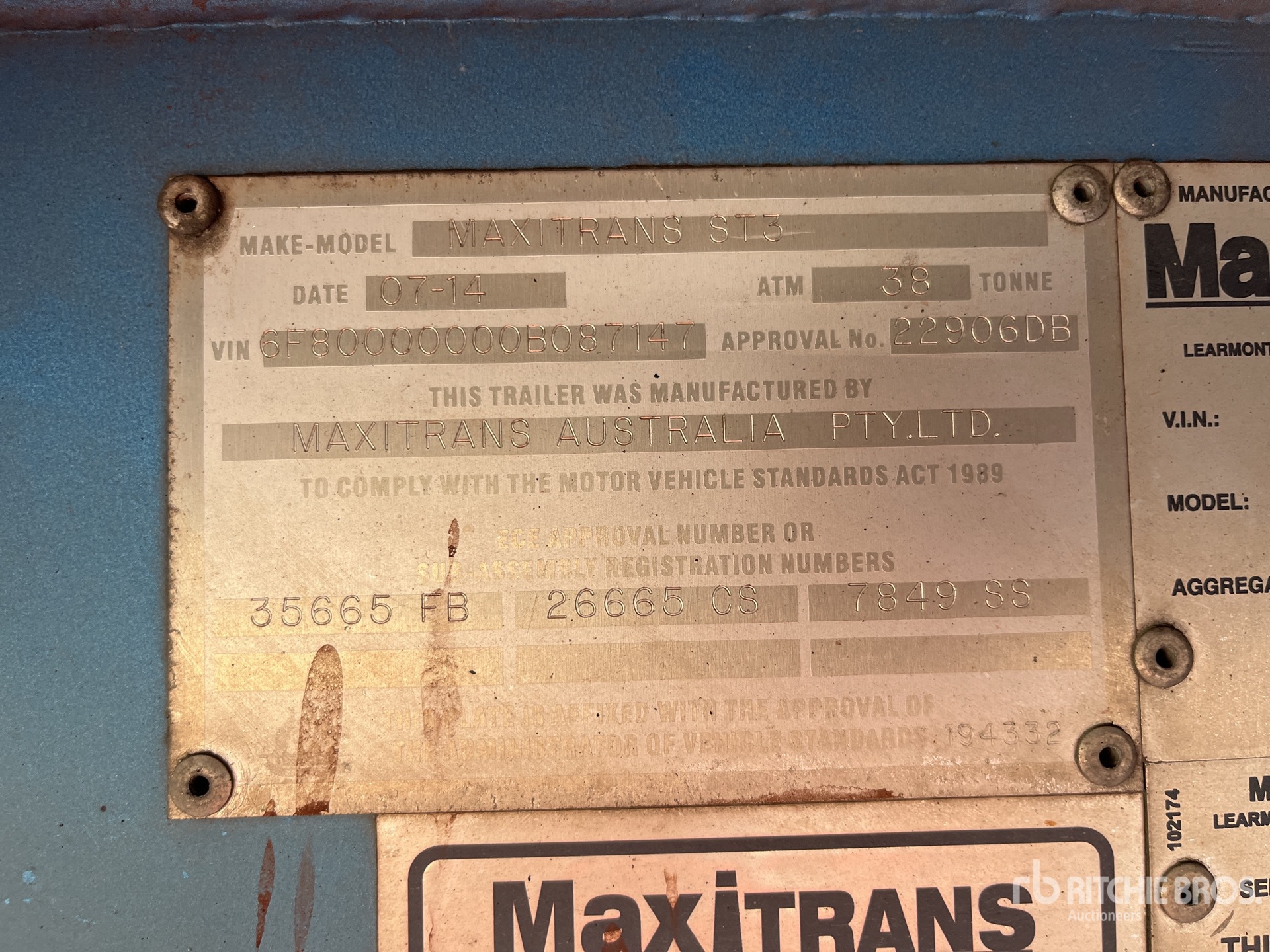General Appearance with Serial Number / VIN