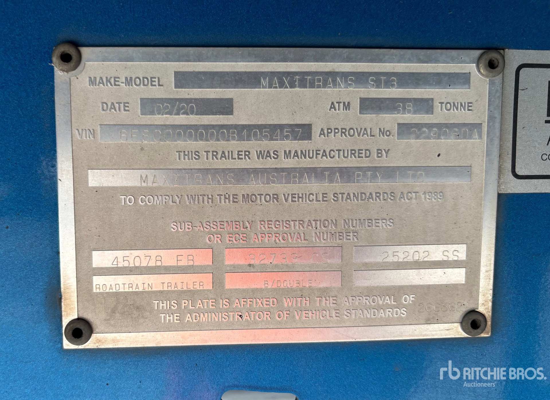 General Appearance with Serial Number / VIN