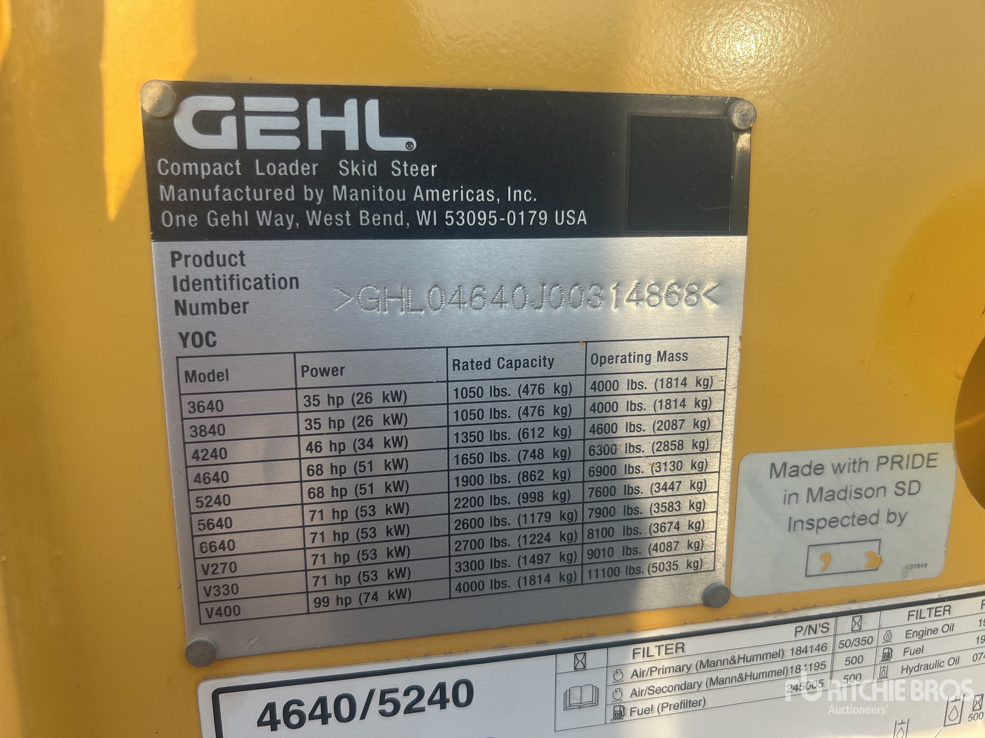 General Appearance with Serial Number / VIN