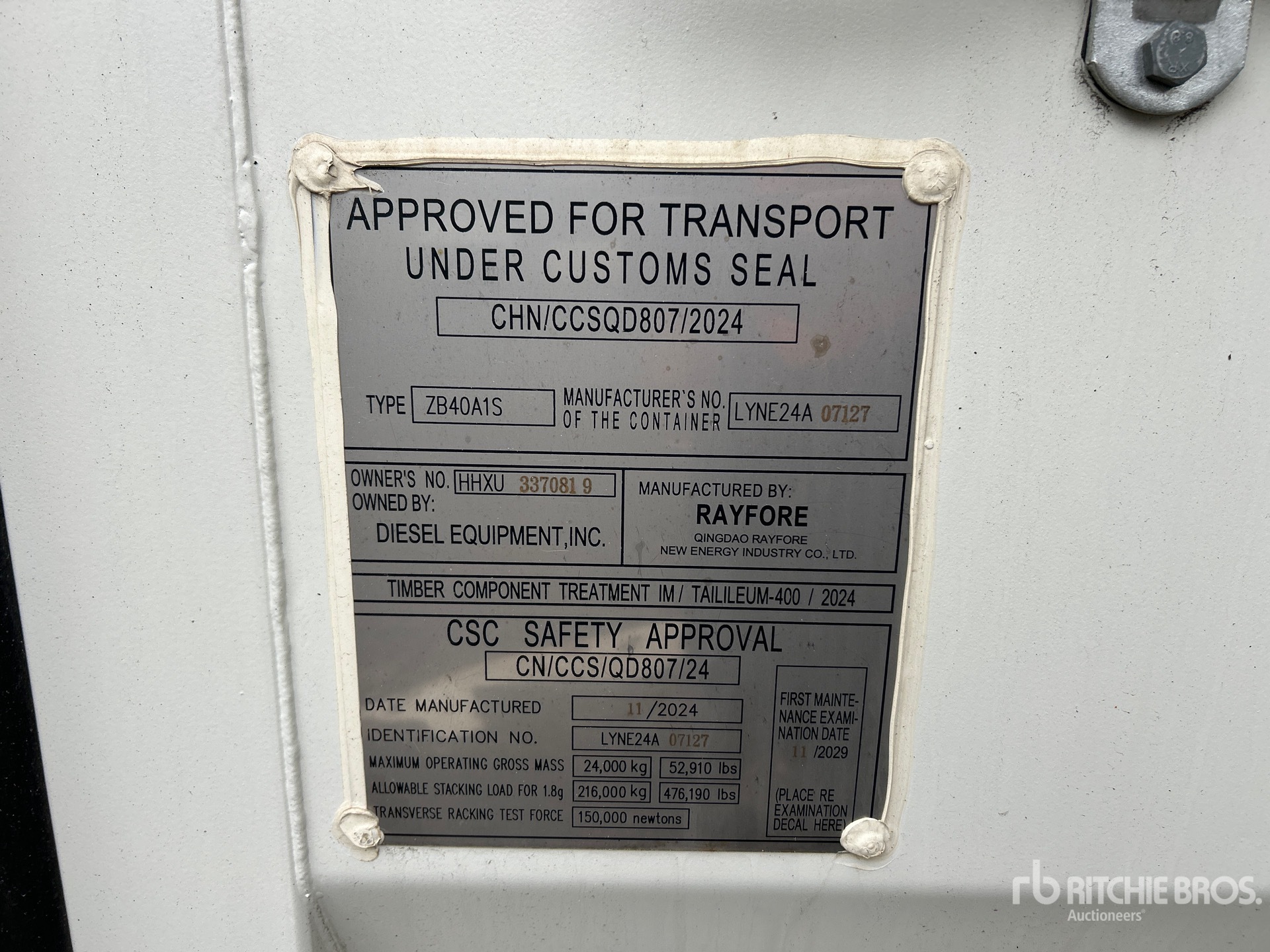 General Appearance with Serial Number / VIN