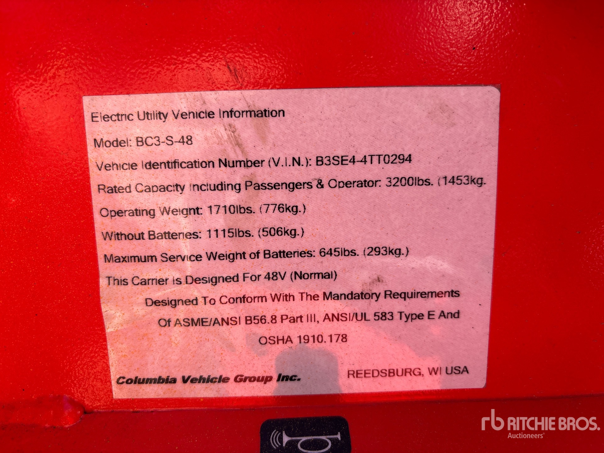 General Appearance with Serial Number / VIN