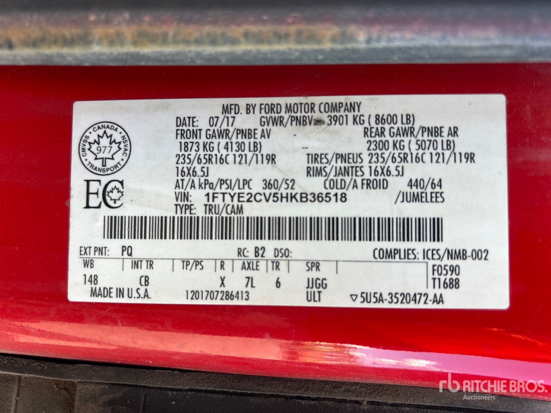 General Appearance with Serial Number / VIN