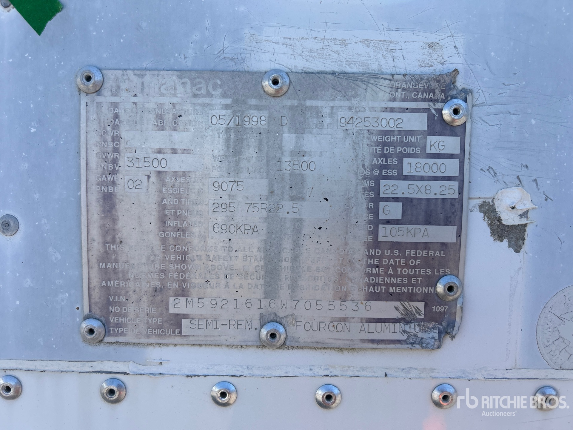 General Appearance with Serial Number / VIN