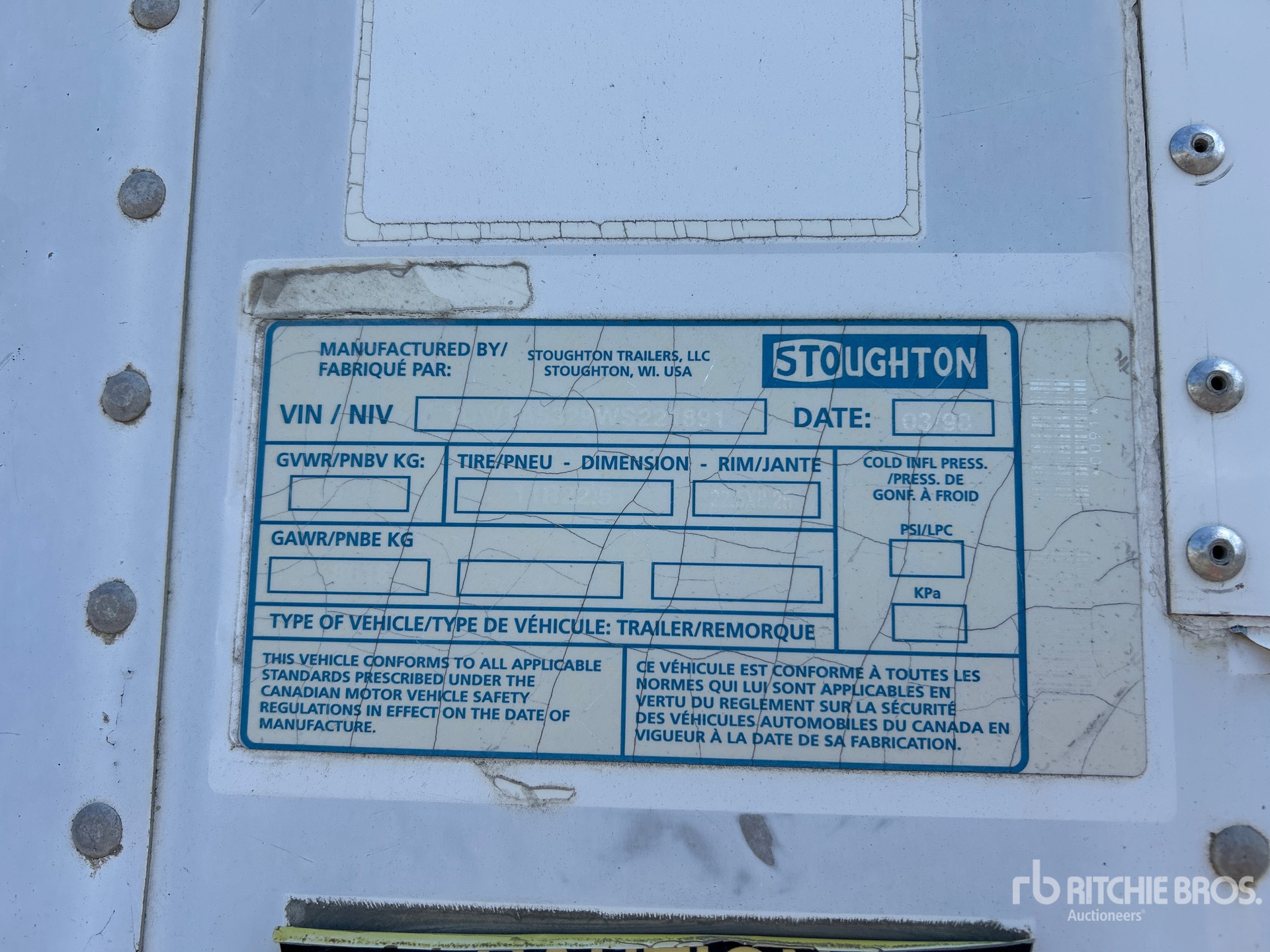General Appearance with Serial Number / VIN