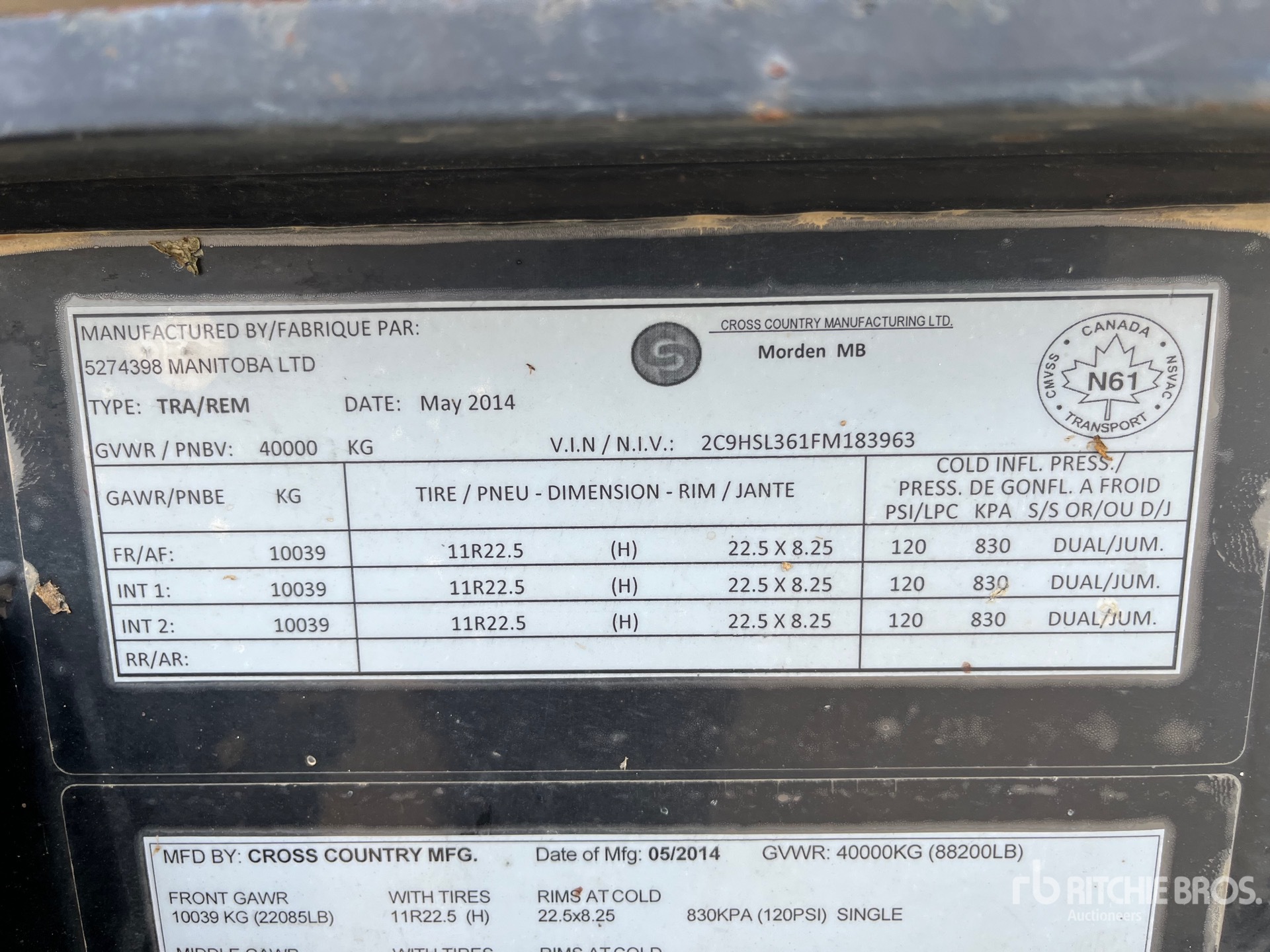 General Appearance with Serial Number / VIN