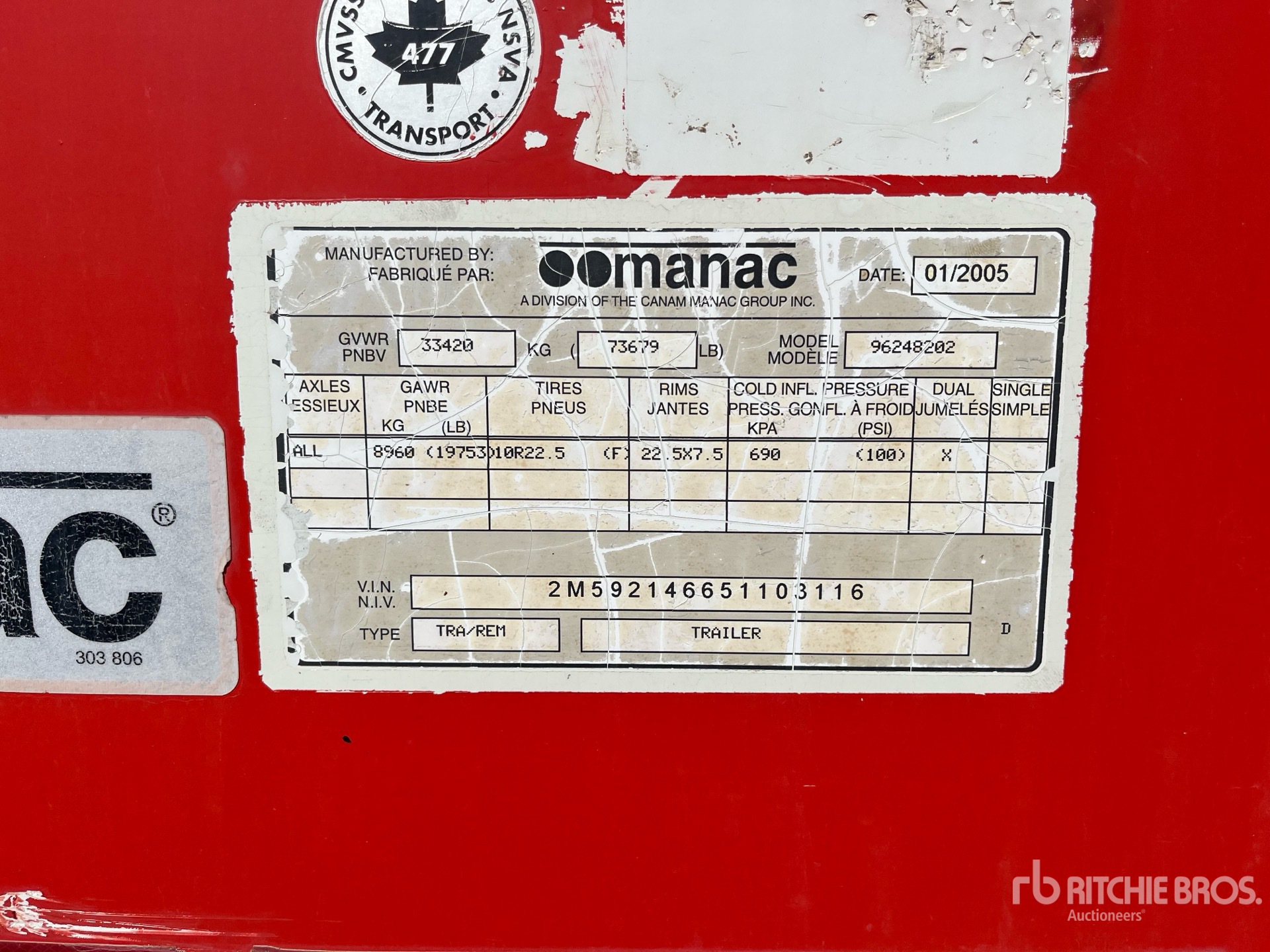 General Appearance with Serial Number / VIN