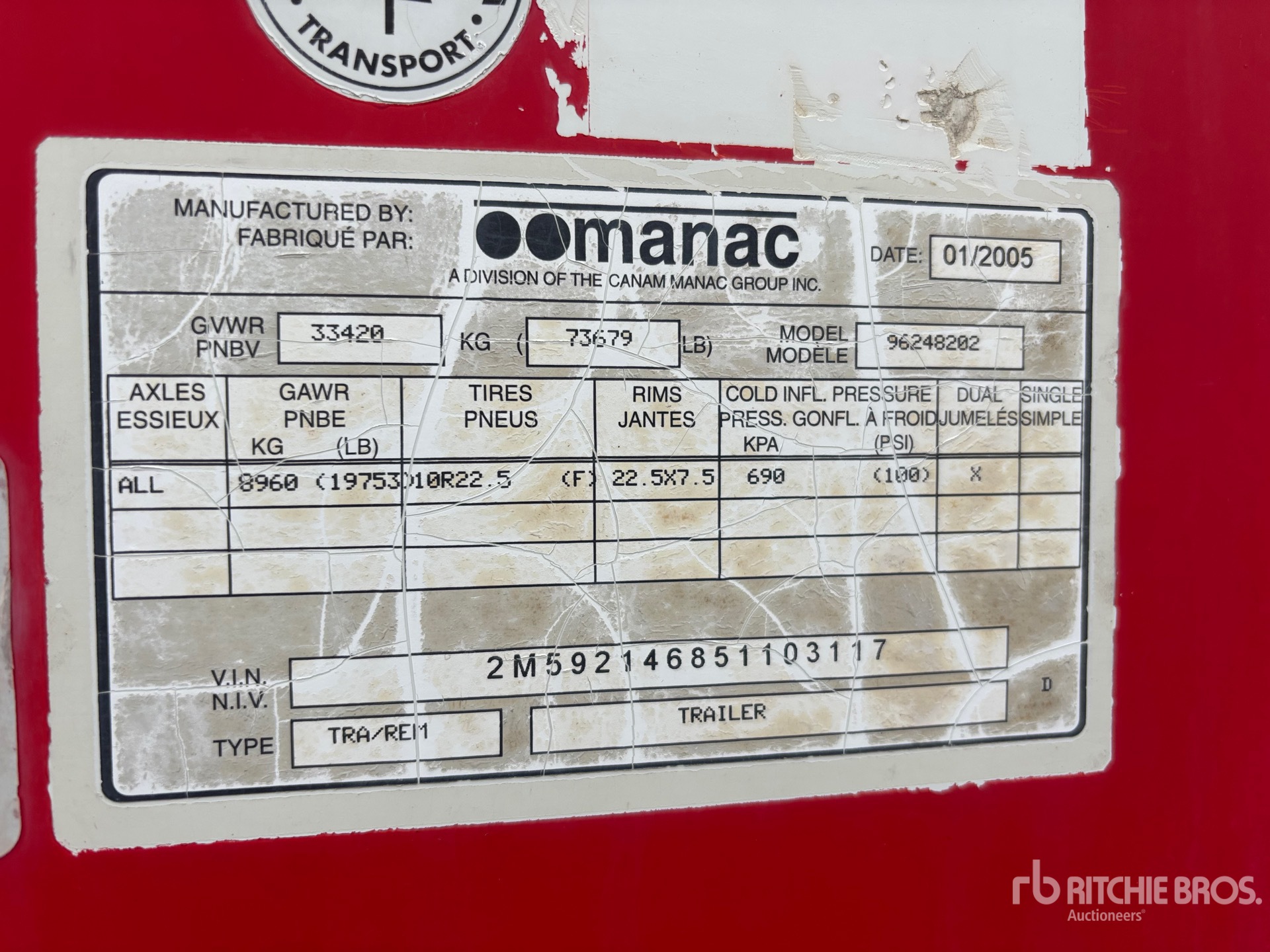 General Appearance with Serial Number / VIN