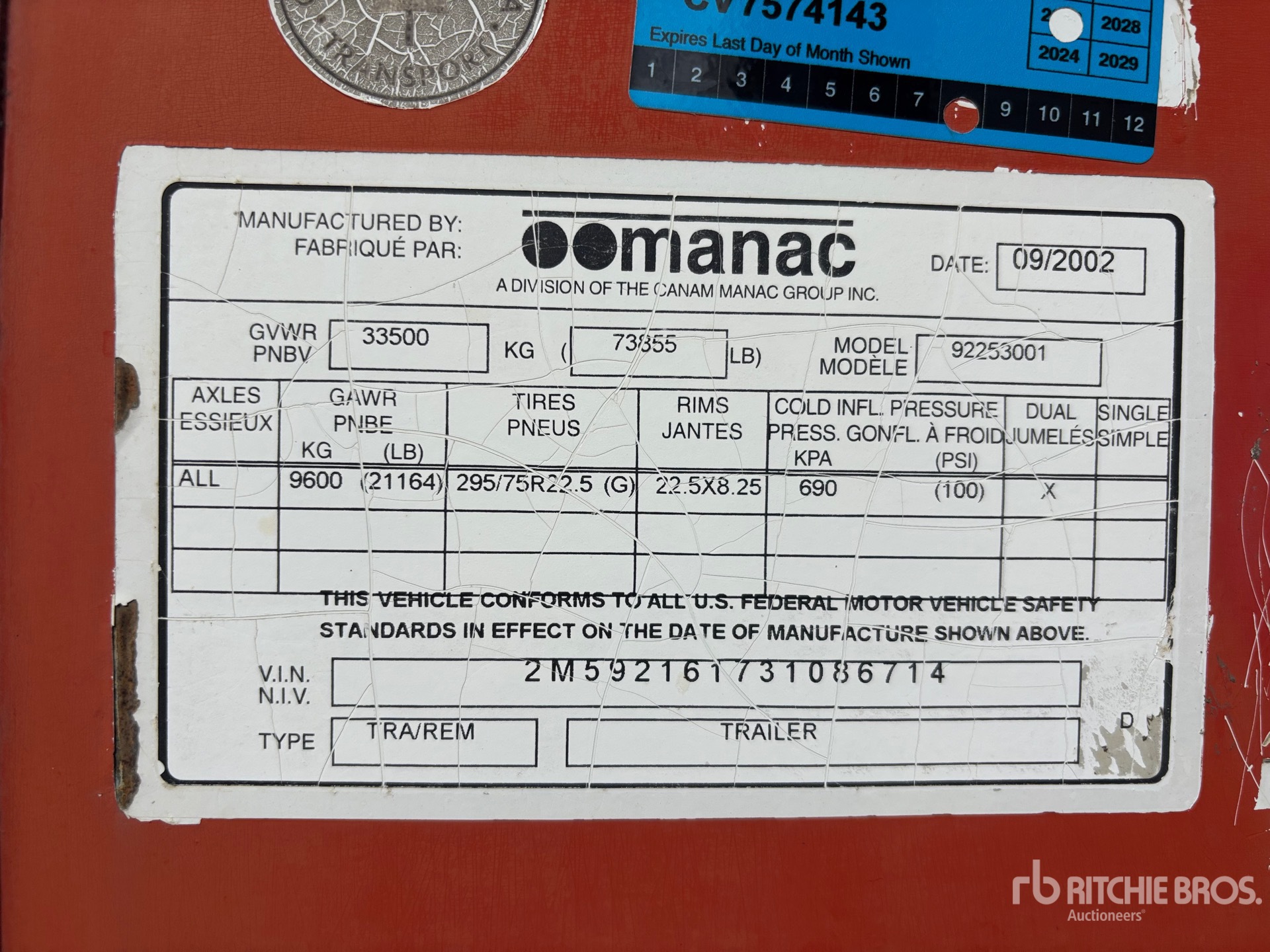 General Appearance with Serial Number / VIN