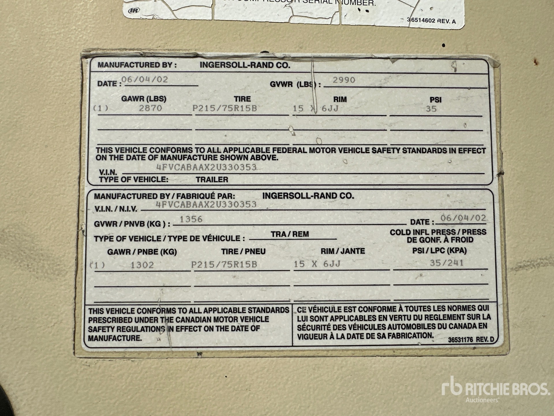 General Appearance with Serial Number / VIN