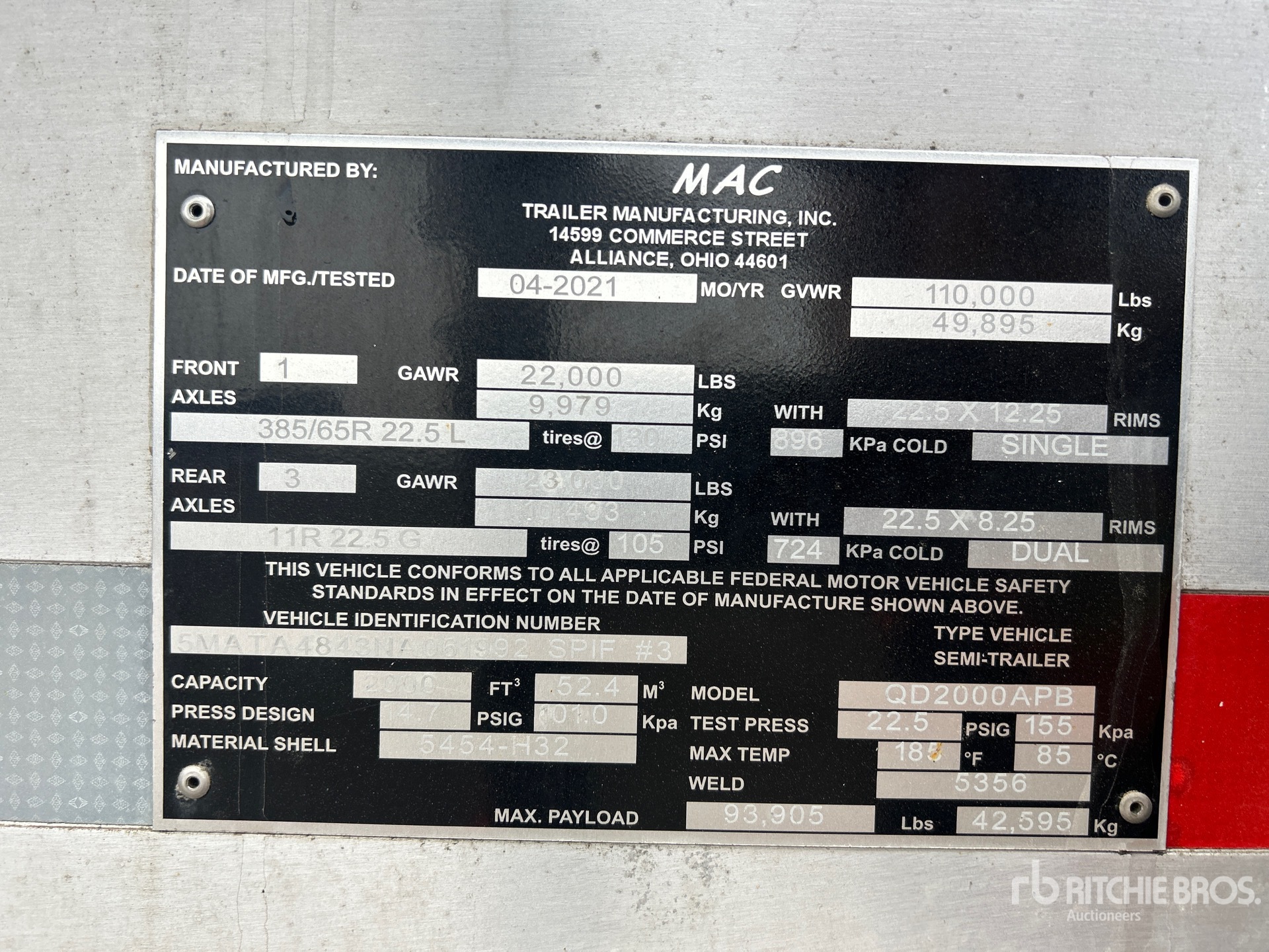 General Appearance with Serial Number / VIN