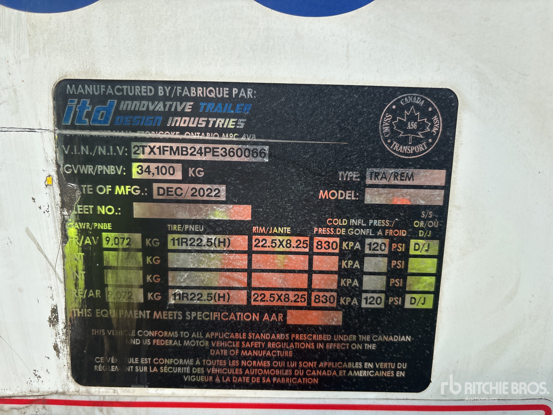 General Appearance with Serial Number / VIN