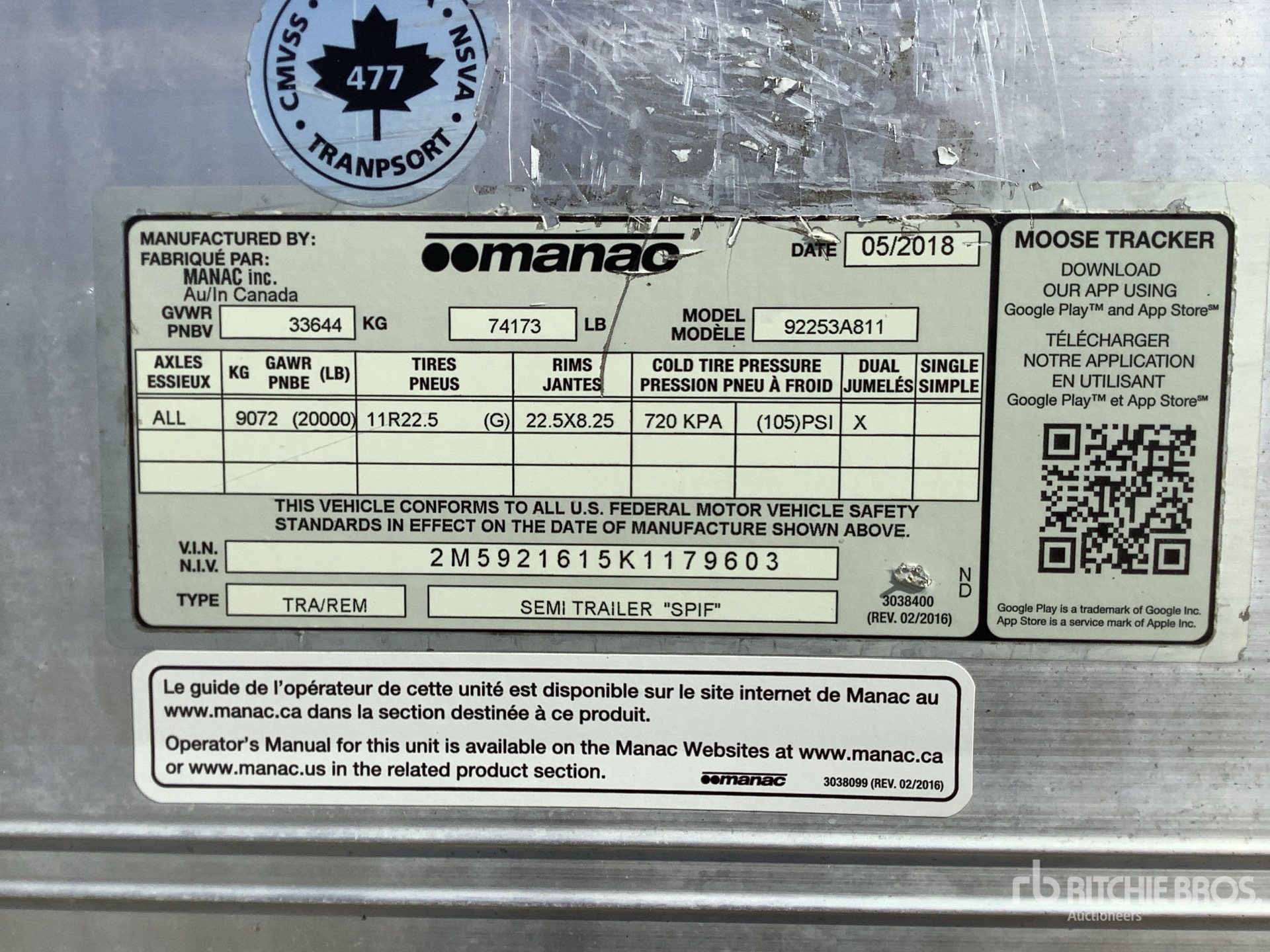 General Appearance with Serial Number / VIN