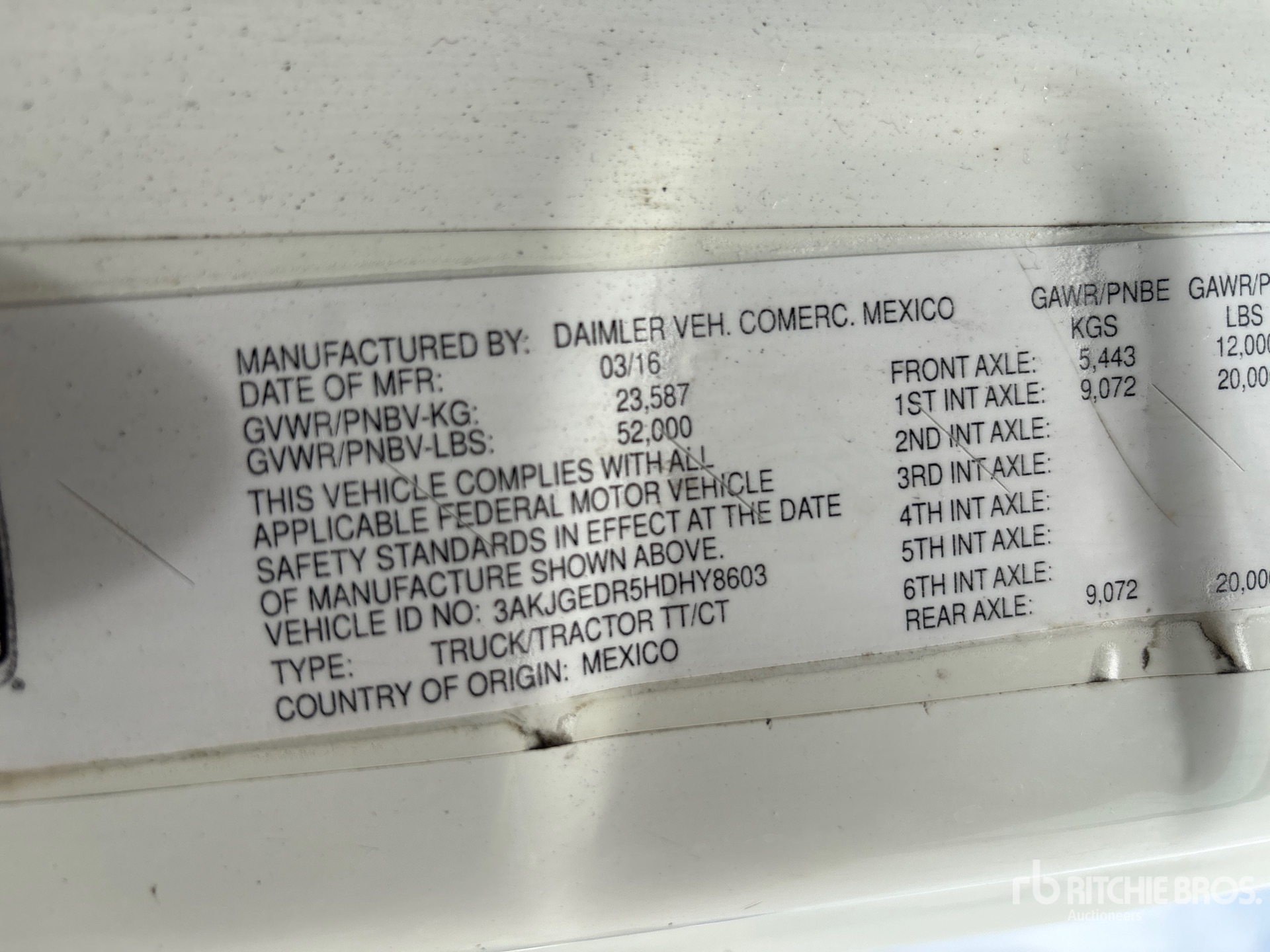 General Appearance with Serial Number / VIN