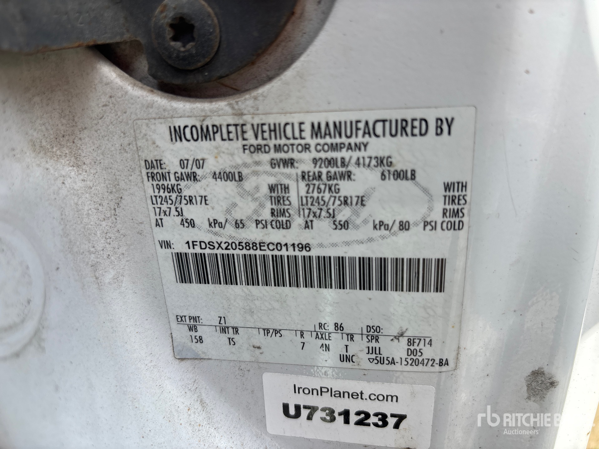 General Appearance with Serial Number / VIN