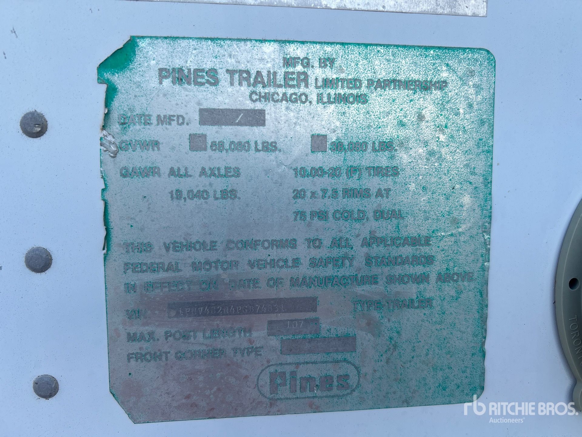 General Appearance with Serial Number / VIN