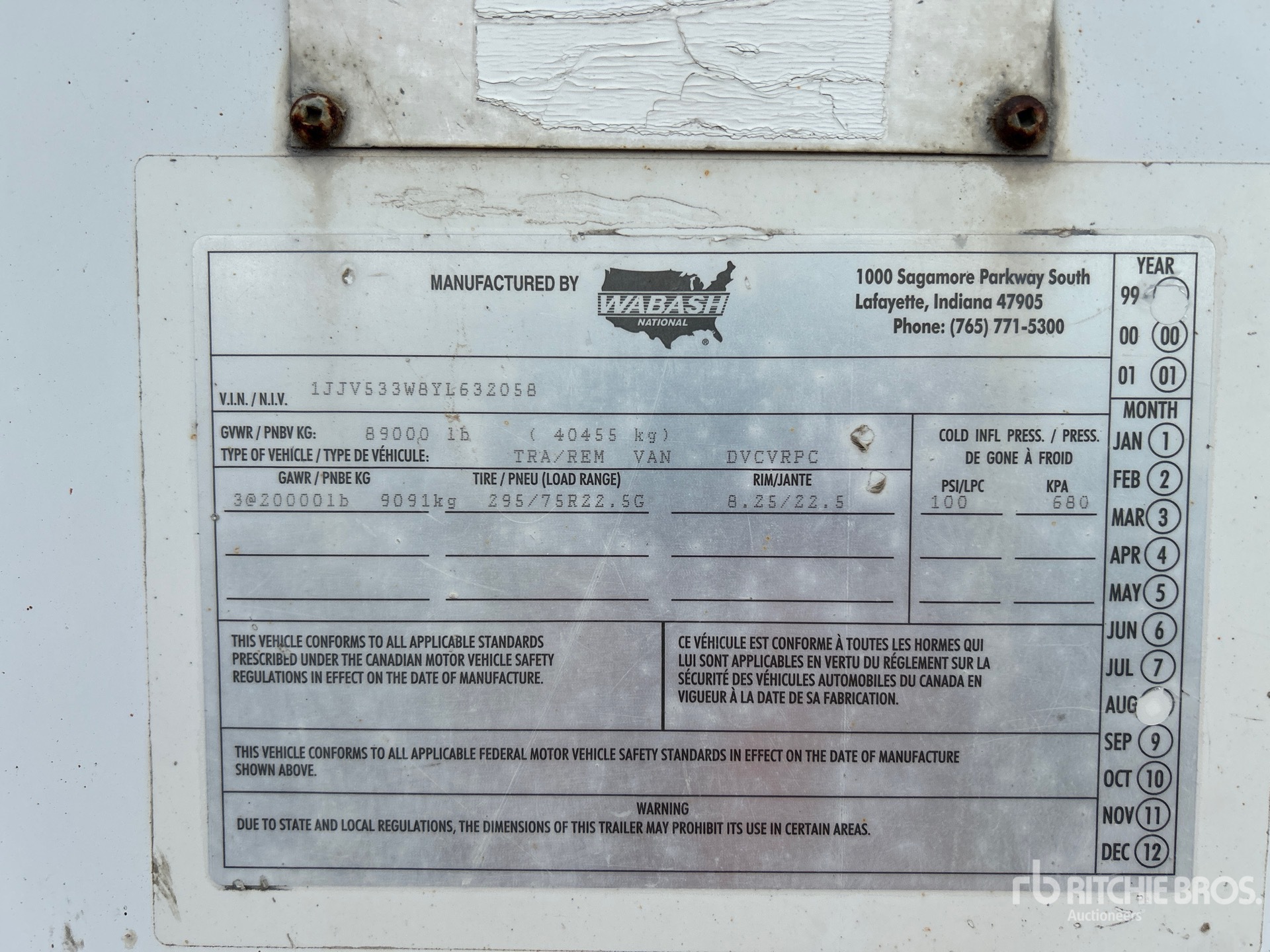 General Appearance with Serial Number / VIN