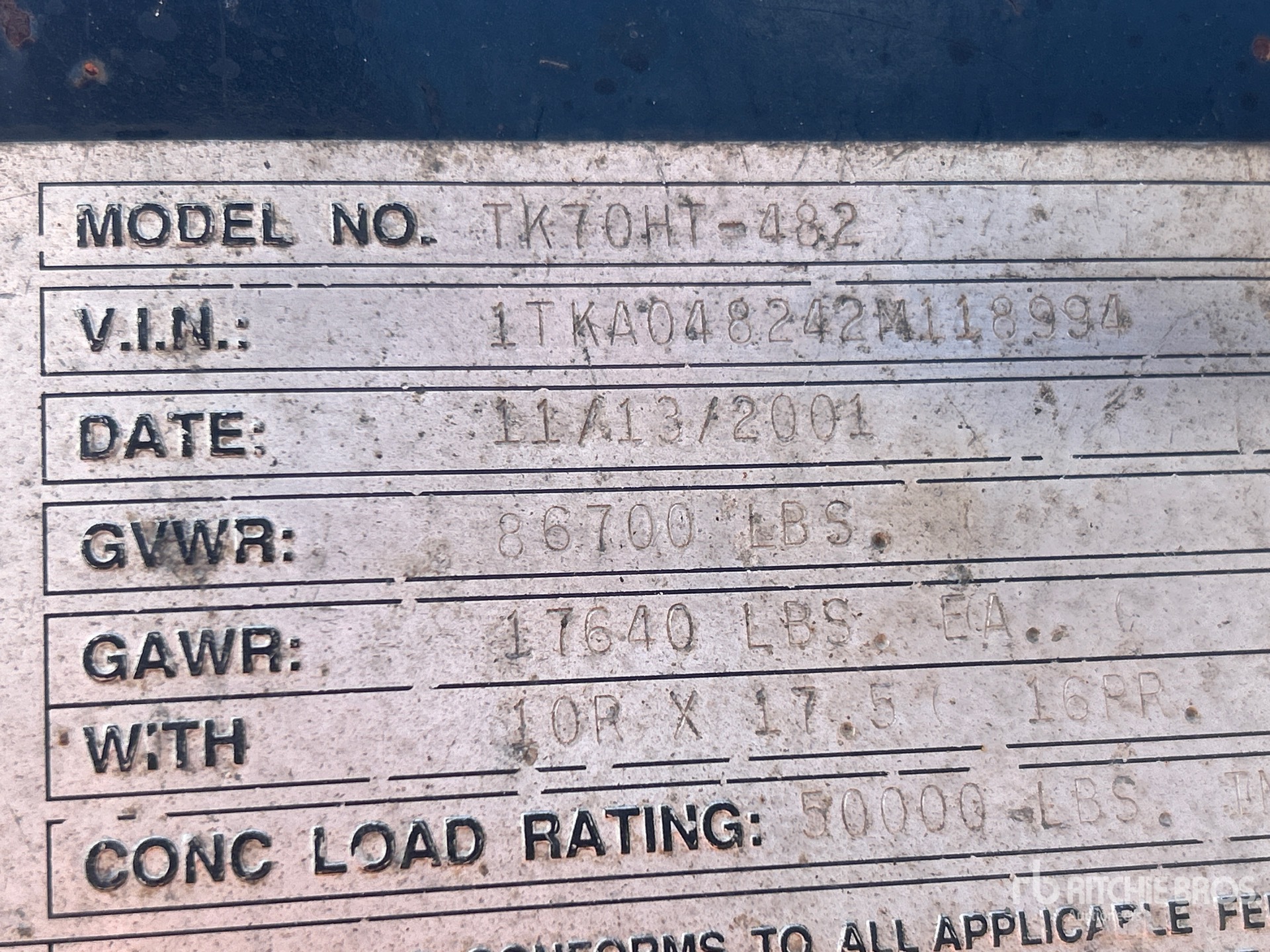 General Appearance with Serial Number / VIN