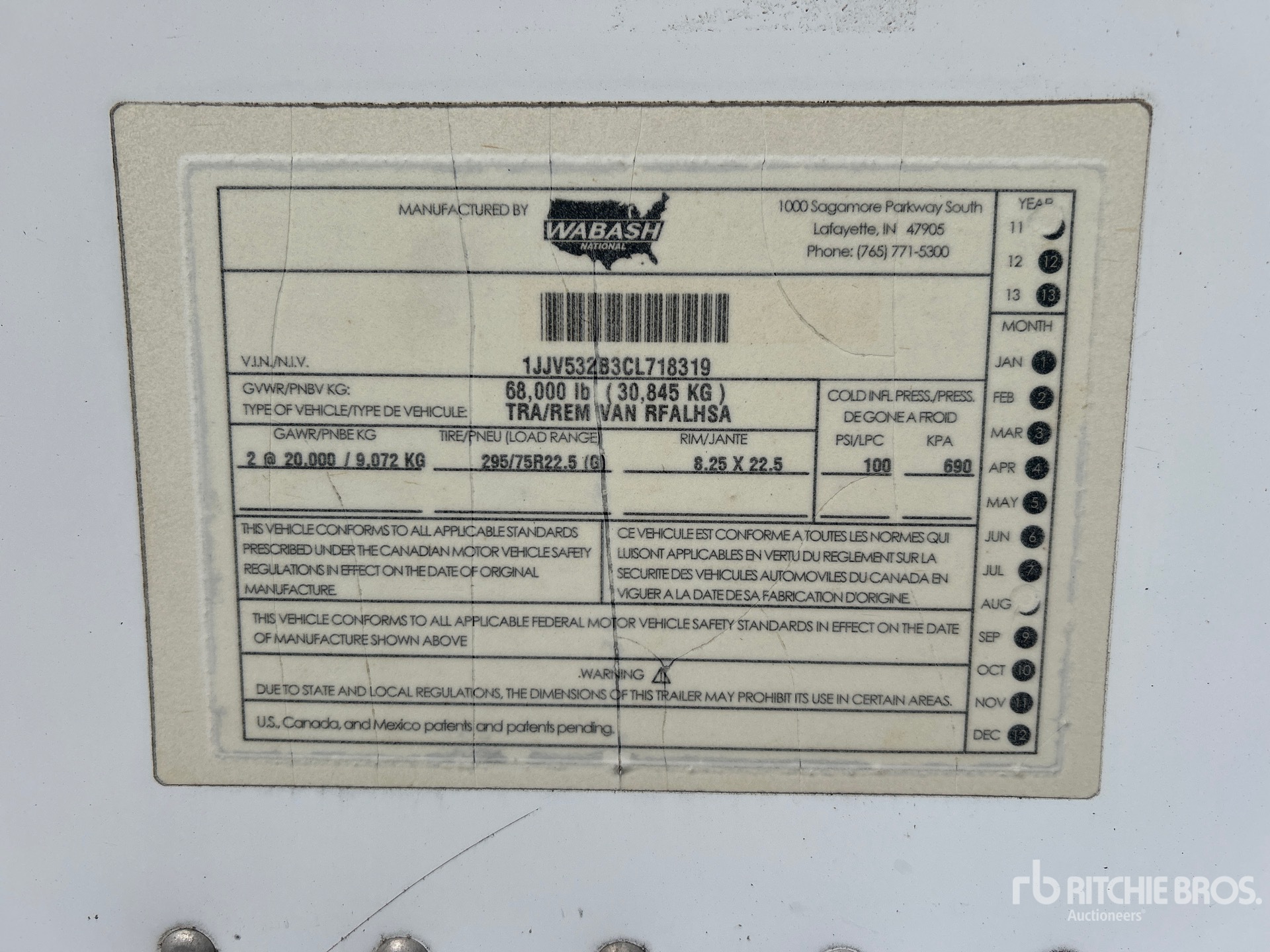 General Appearance with Numéro de série/Numéro d'identification du véhicule automobile